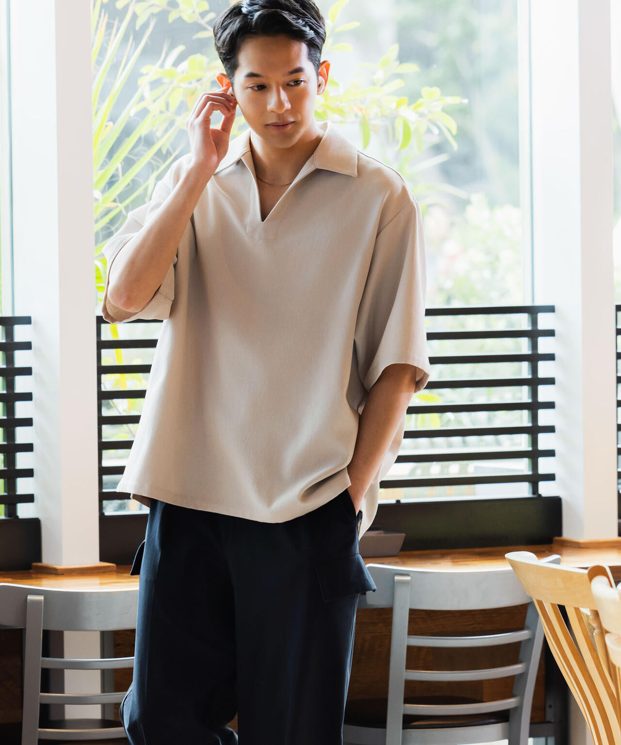 「Meaningful Continuity」coveross(R) EOS ポリエステルブッチャースキッパーシャツ 6686121204