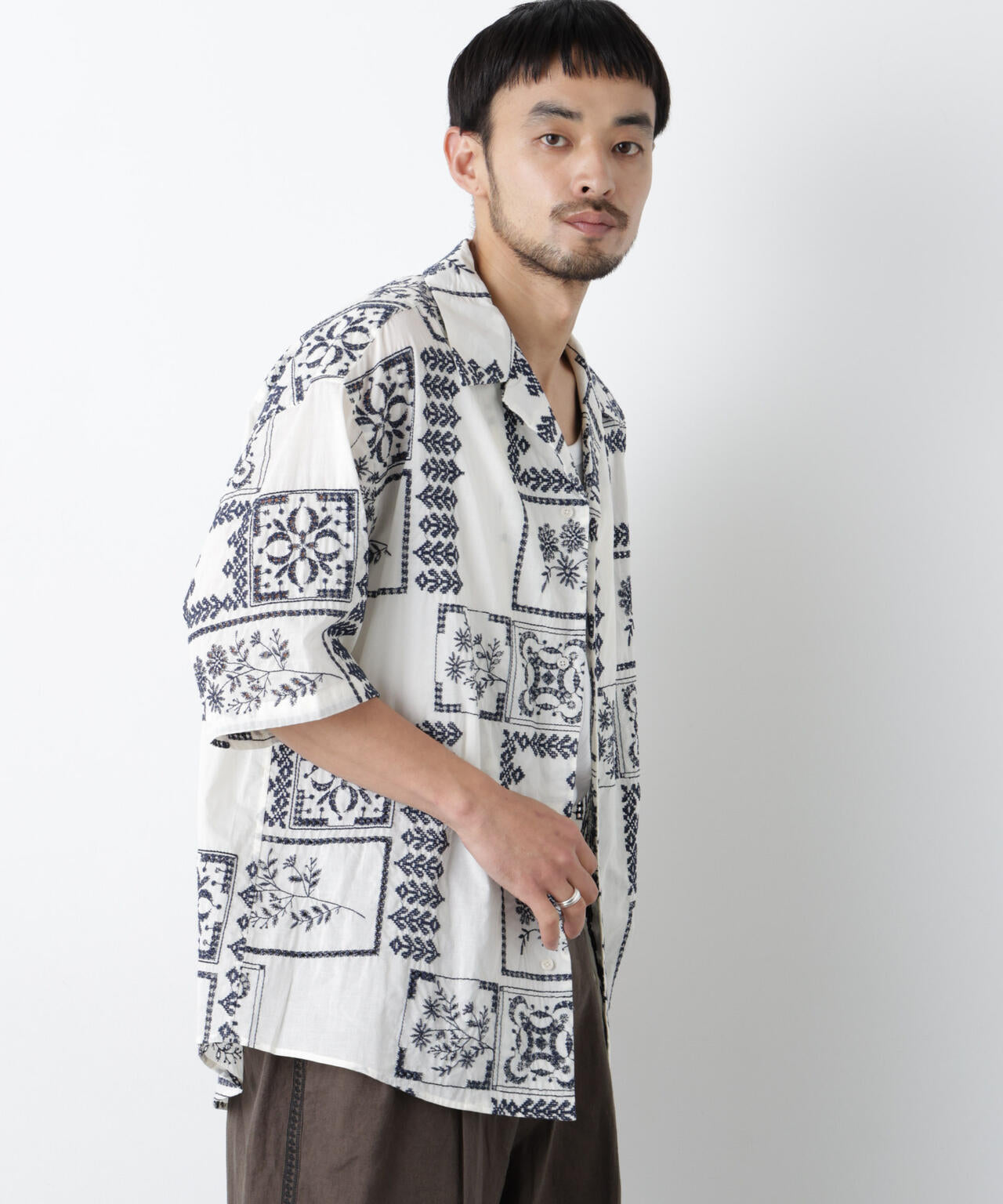｢OtoNANO｣×masoret アイレット刺繍シャツ 6686121224
