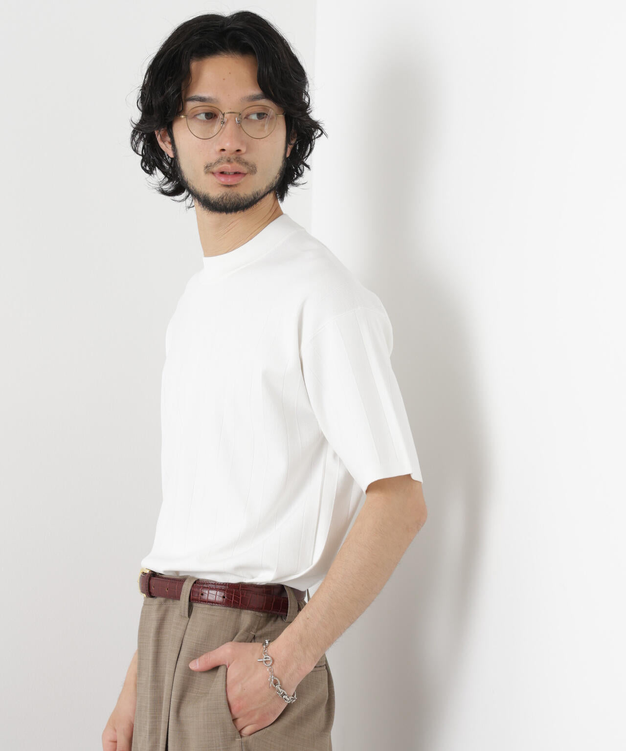 ｢ASSEMBLANC｣ 針抜きクルーネックニット 6686122208