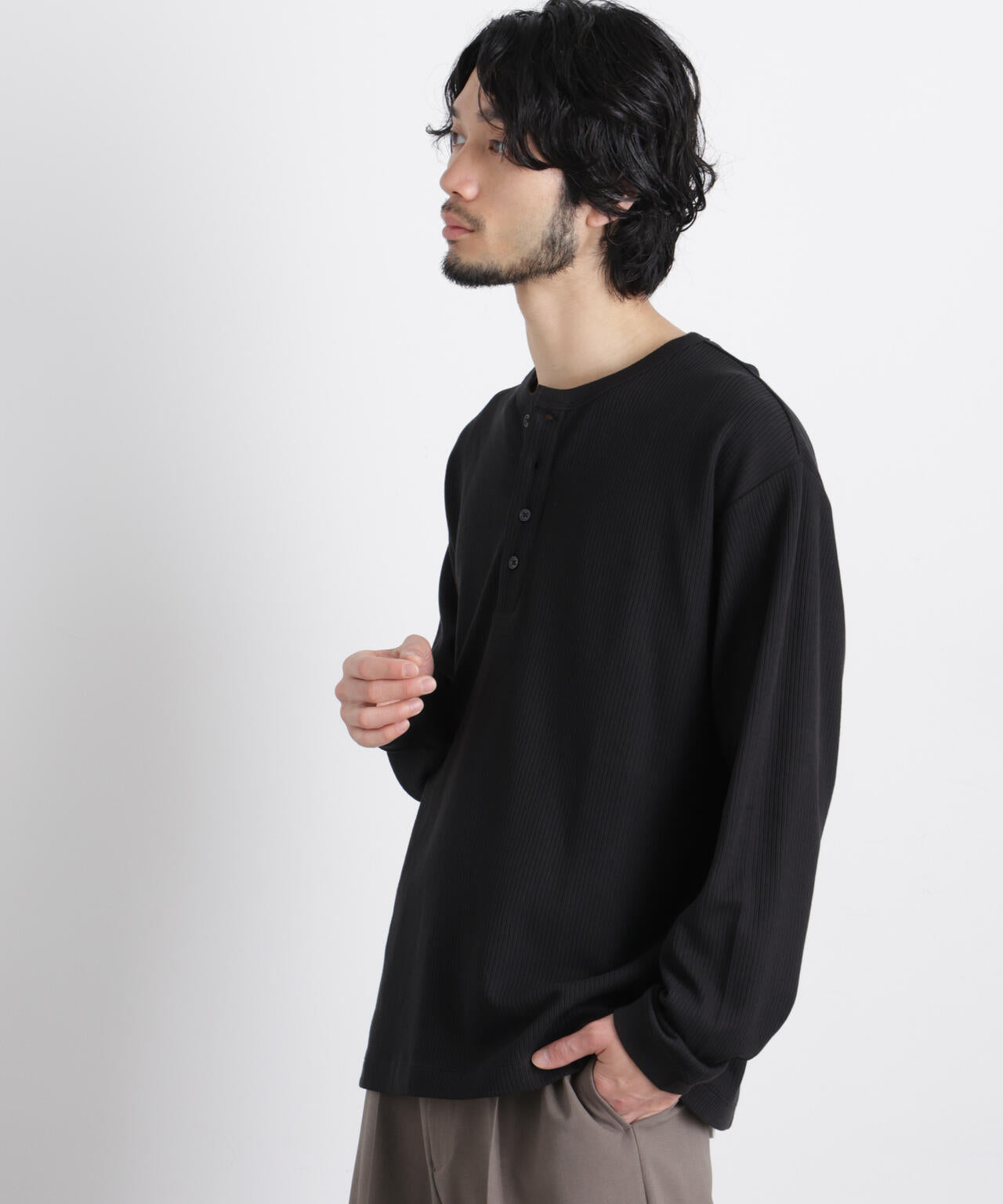 ｢ASSEMBLANC｣ ドロップニードルリブ ヘンリーネック