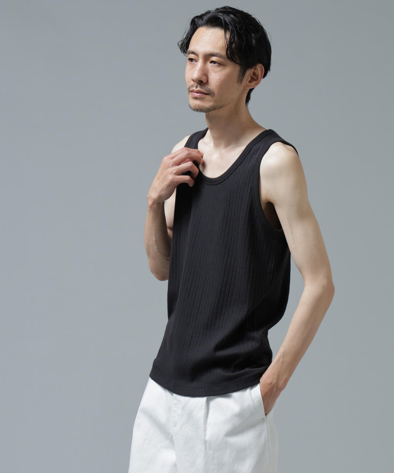 Anti Soaked(R) 汗染み防止 リブタンクトップ 6686124212