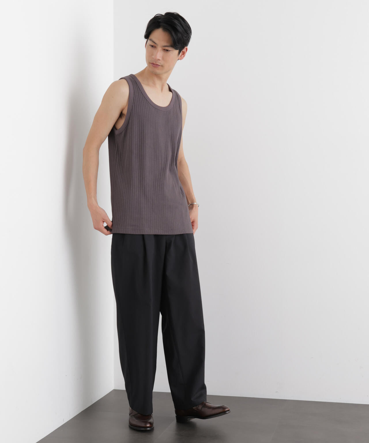 Anti Soaked(R) 汗染み防止 リブタンクトップ 6686124212