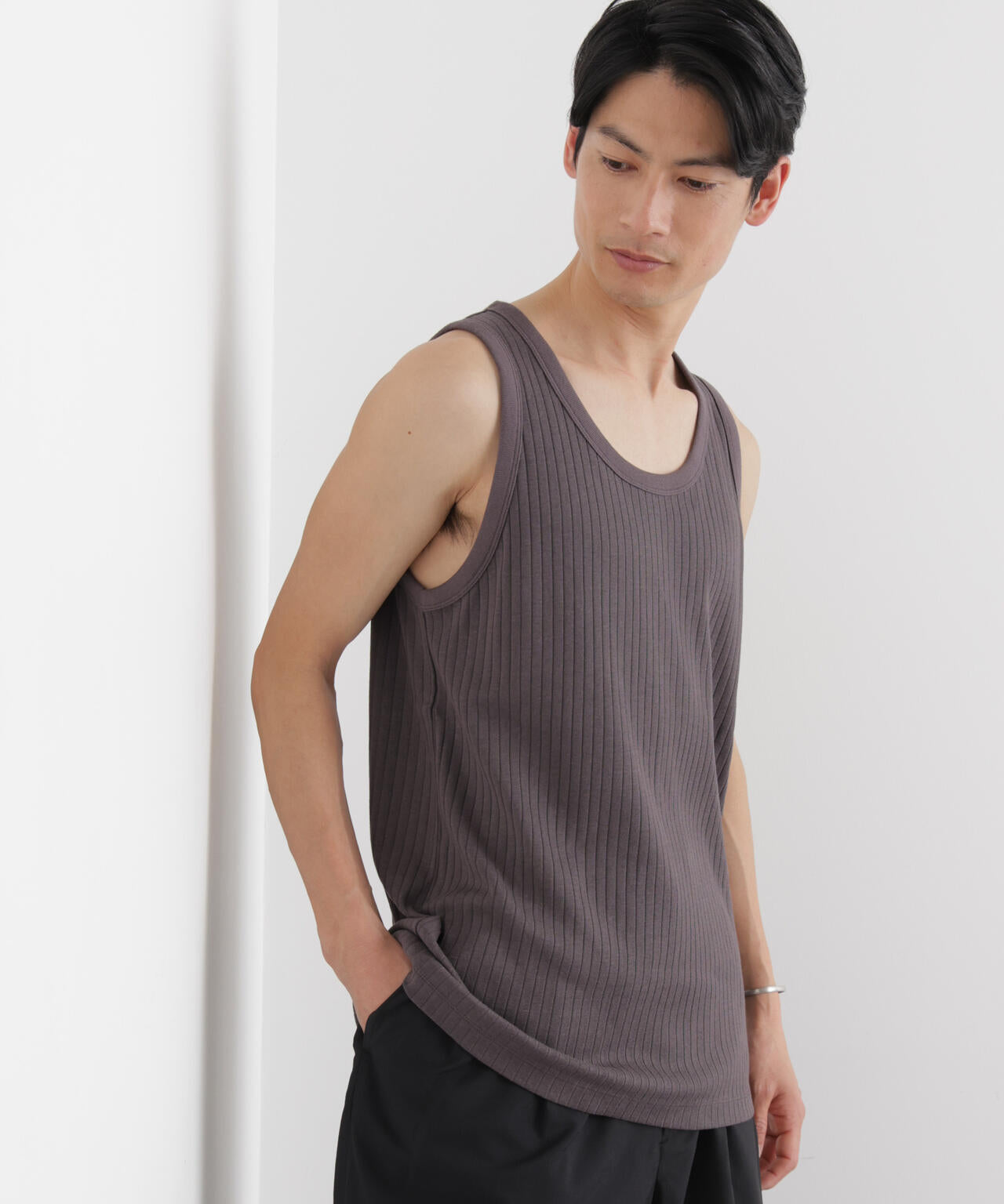 Anti Soaked(R) 汗染み防止 リブタンクトップ 6686124212