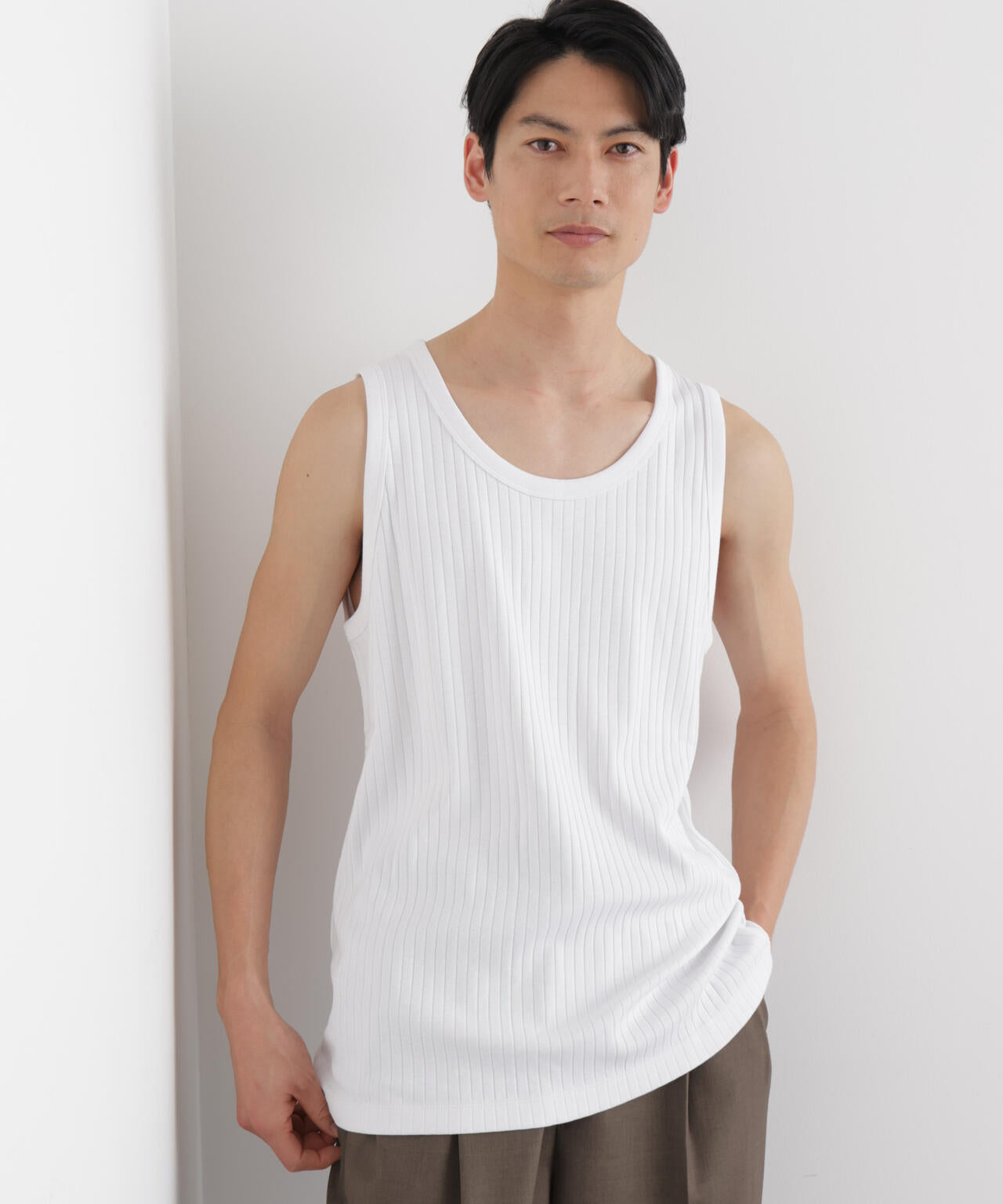 Anti Soaked(R) 汗染み防止 リブタンクトップ 6686124212