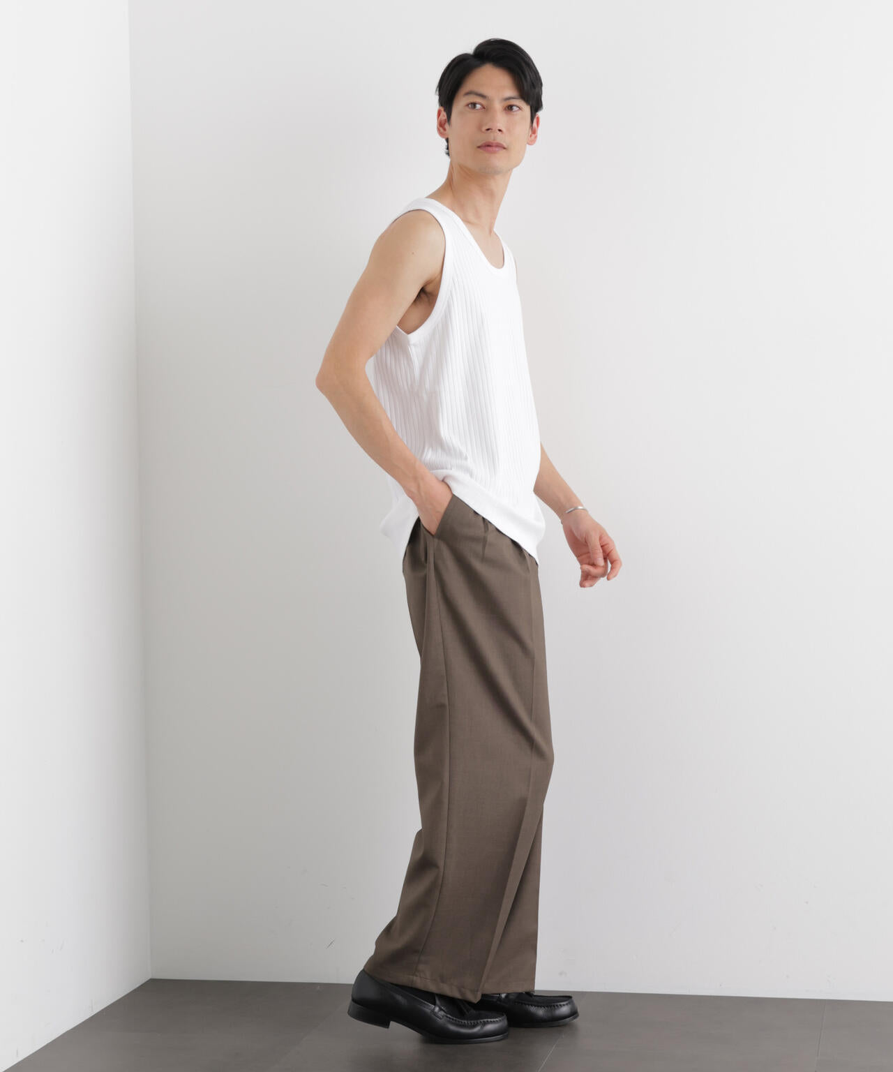 Anti Soaked(R) 汗染み防止 リブタンクトップ 6686124212