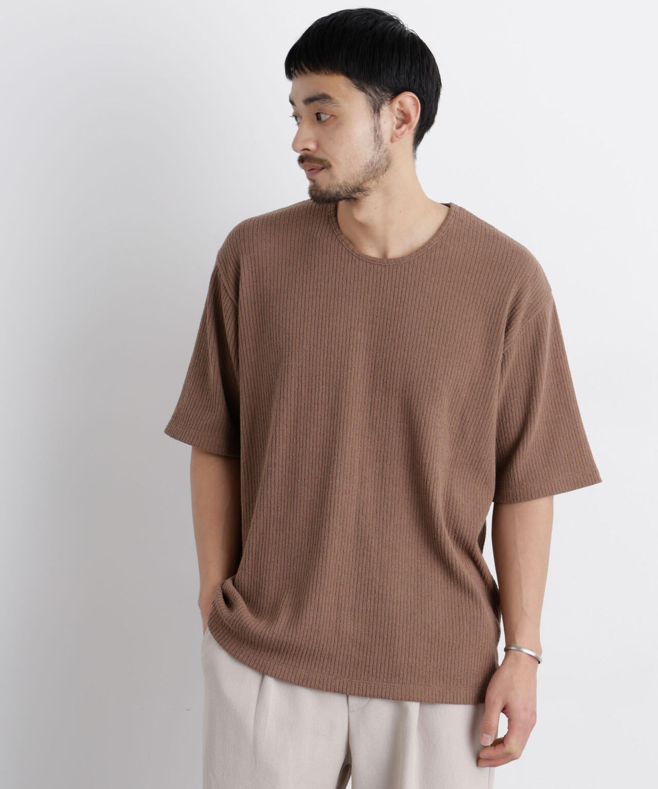 強撚ループヤーン針抜きストレッチ Tシャツ 6686124227