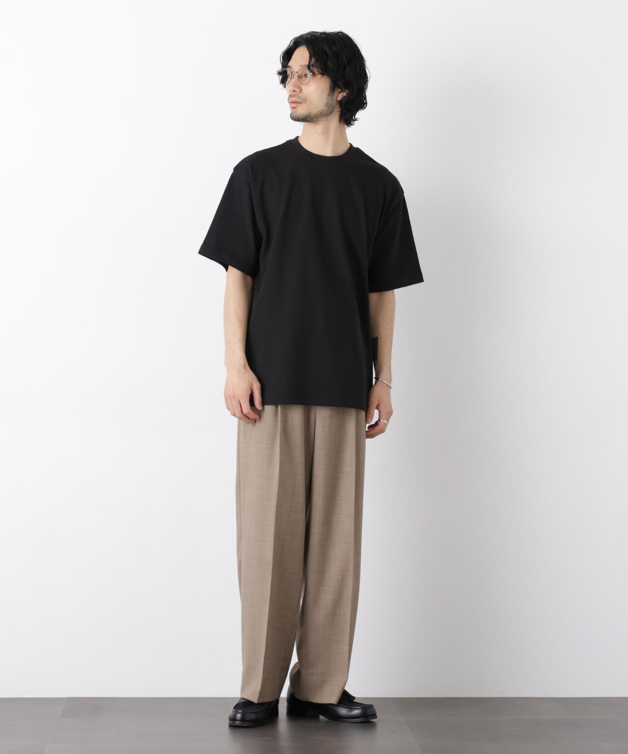 リンクスジャガードスリーブTシャツ 6686124228