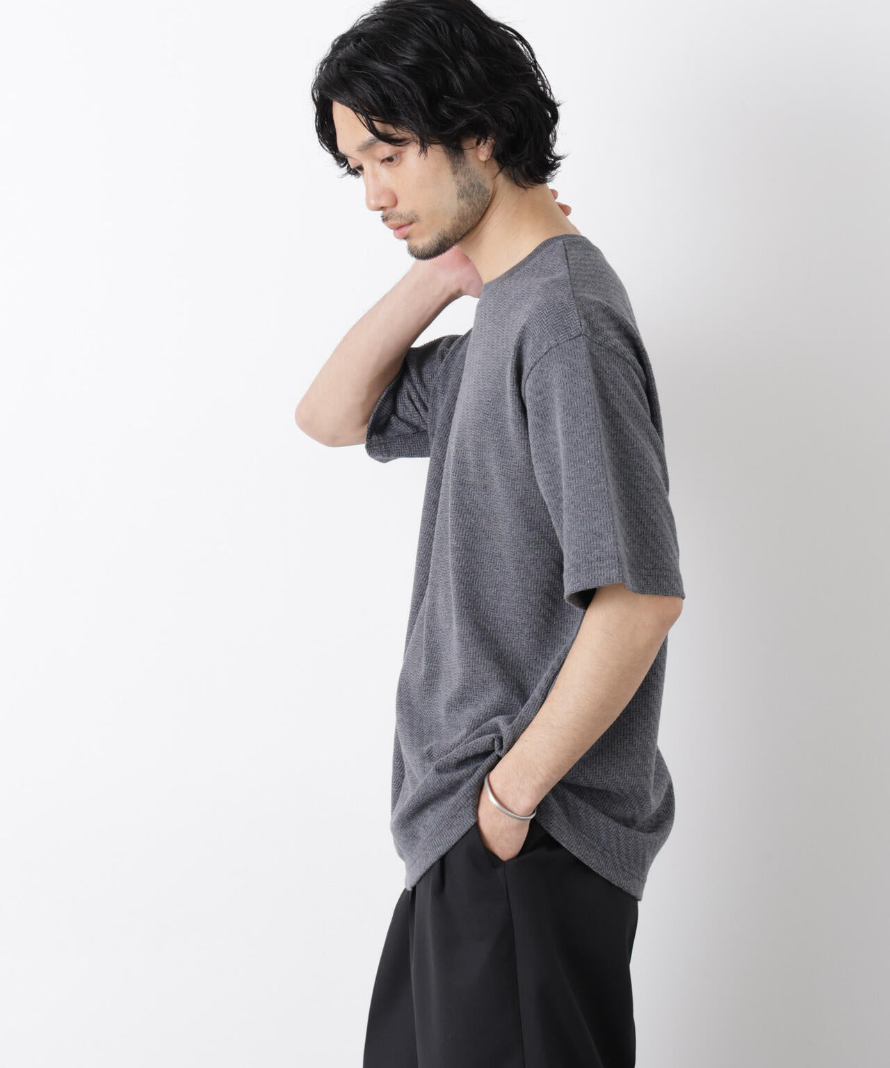 リンクスジャガードスリーブTシャツ