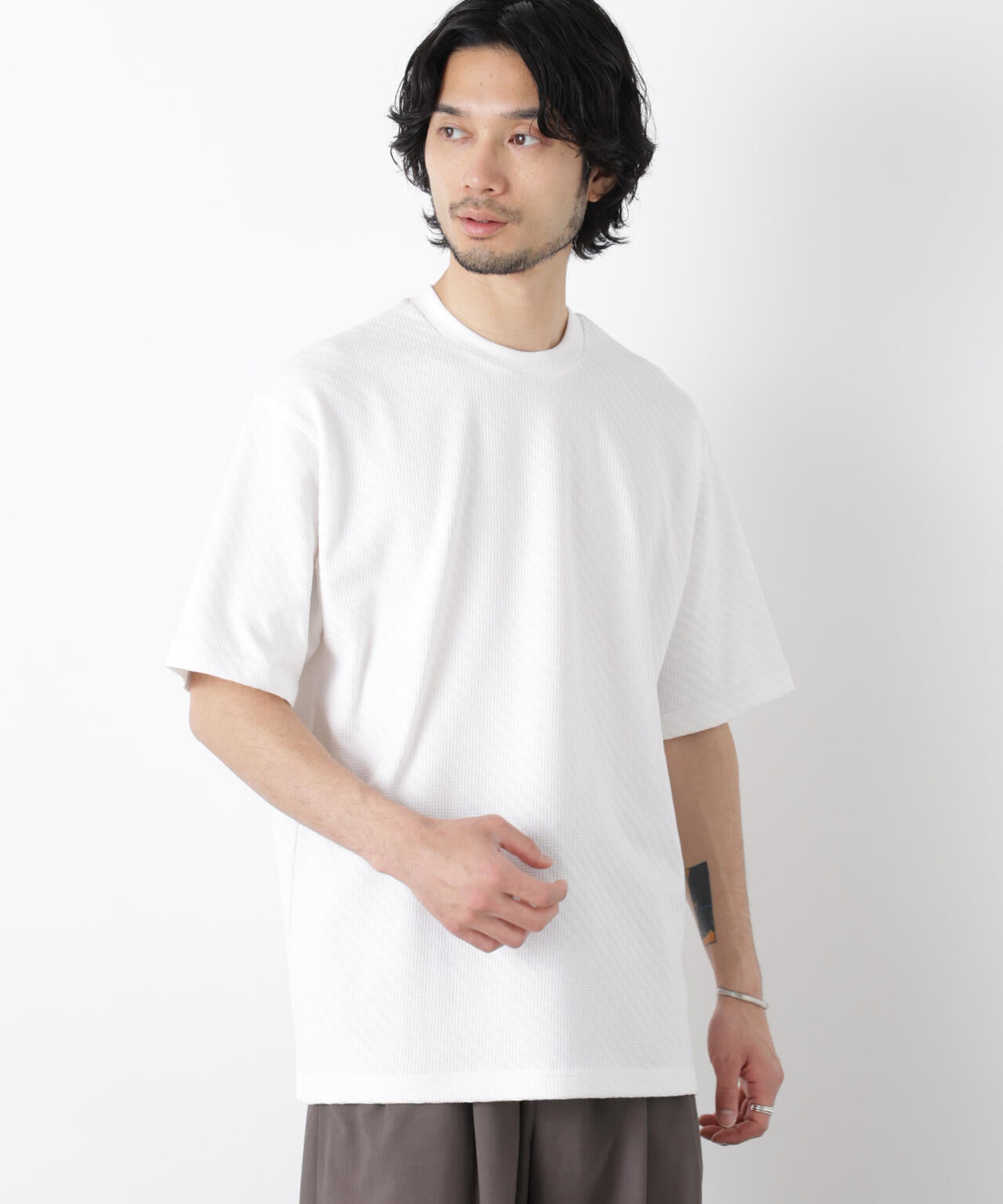 リンクスジャガードスリーブTシャツ 6686124228