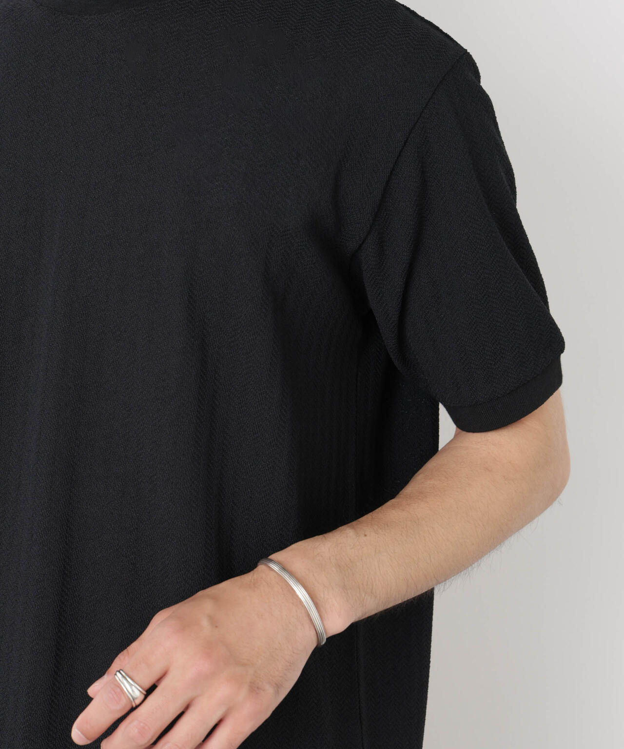 「モダンコンフォート」ヘリンボン クルーネックTシャツ 半袖 6686124243
