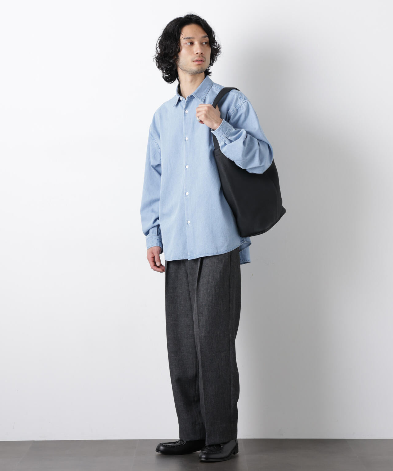 「大人のワイドパンツ」シャークスキンイージースラックス 6686127202