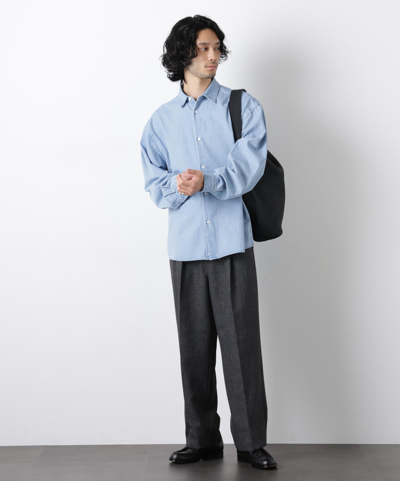 「大人のワイドパンツ」シャークスキンイージースラックス 6686127202