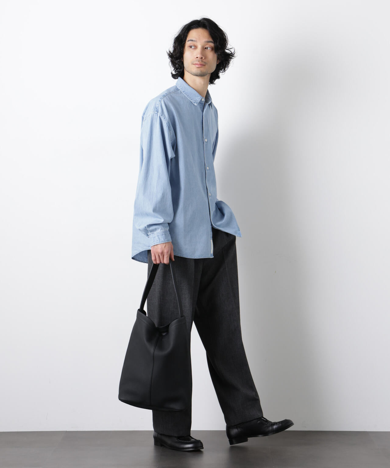 「大人のワイドパンツ」シャークスキンイージースラックス 6686127202