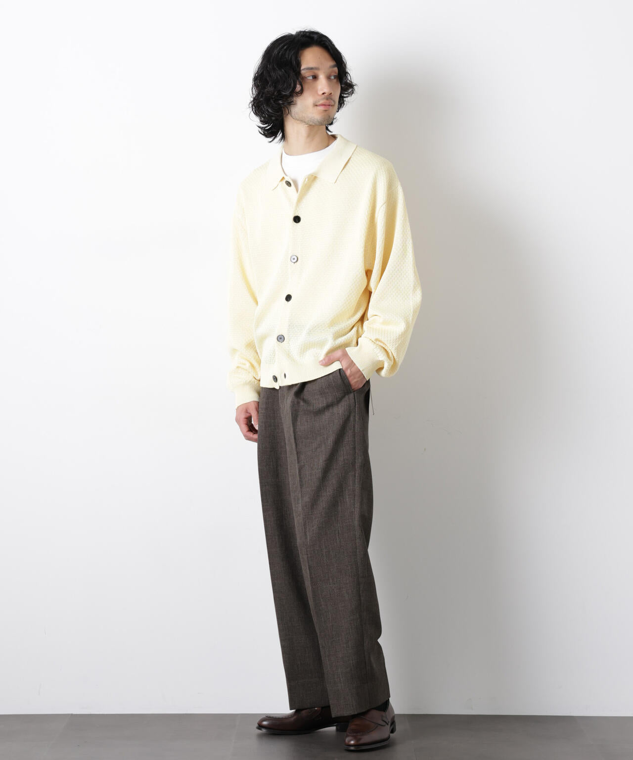 「大人のワイドパンツ」シャークスキンイージースラックス 6686127202