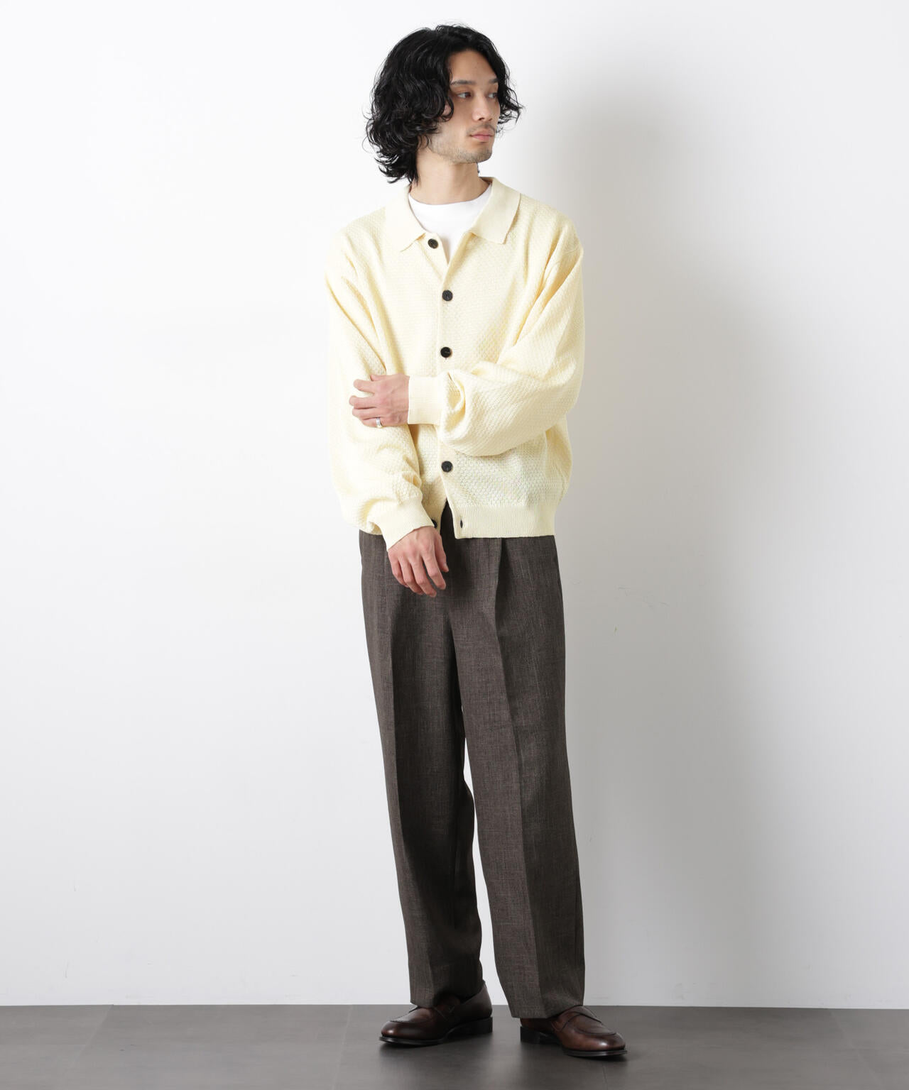 「大人のワイドパンツ」シャークスキンイージースラックス 6686127202