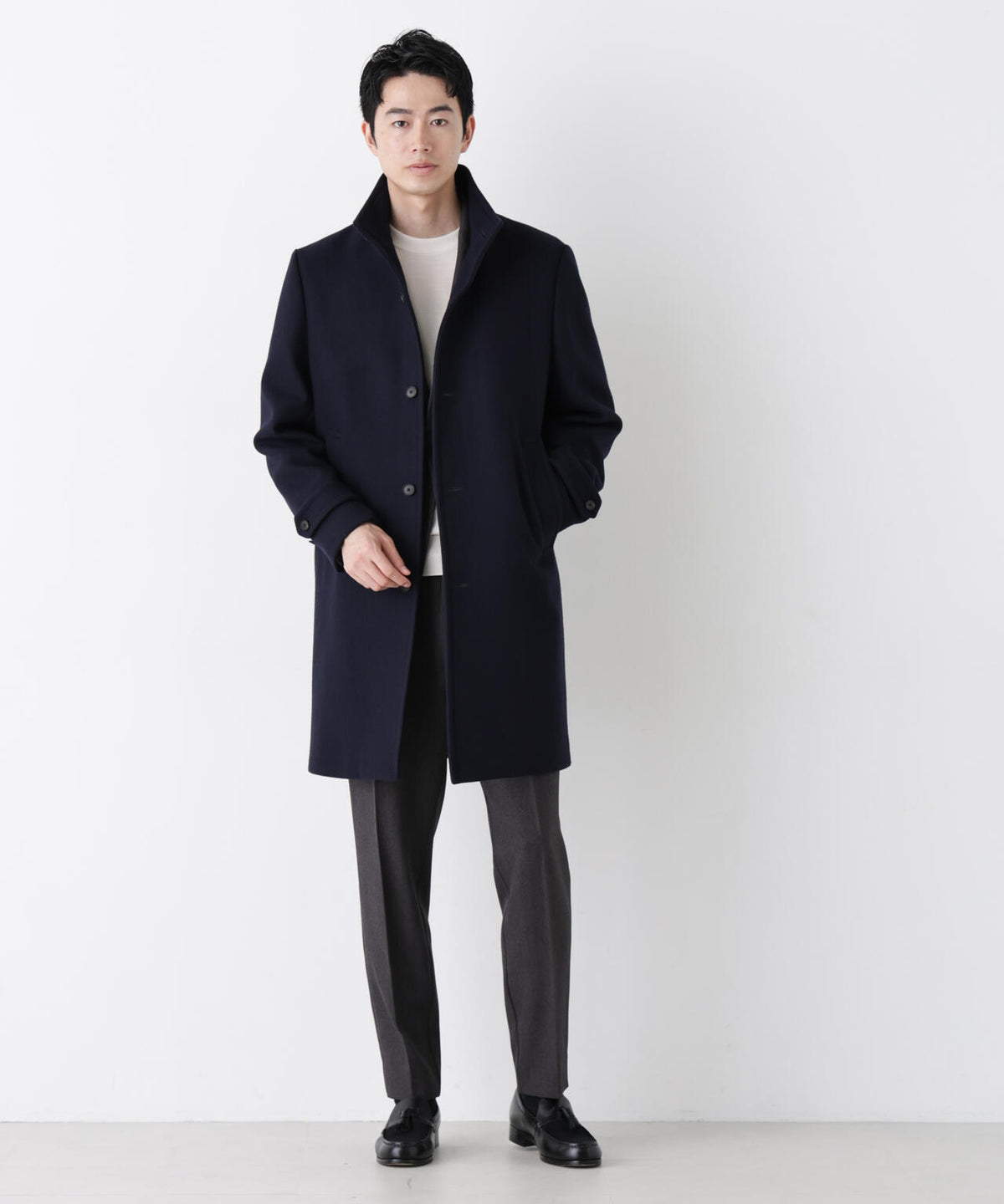 「NEW ON COAT」ウール/Nスタンドカラーコート 6686211204