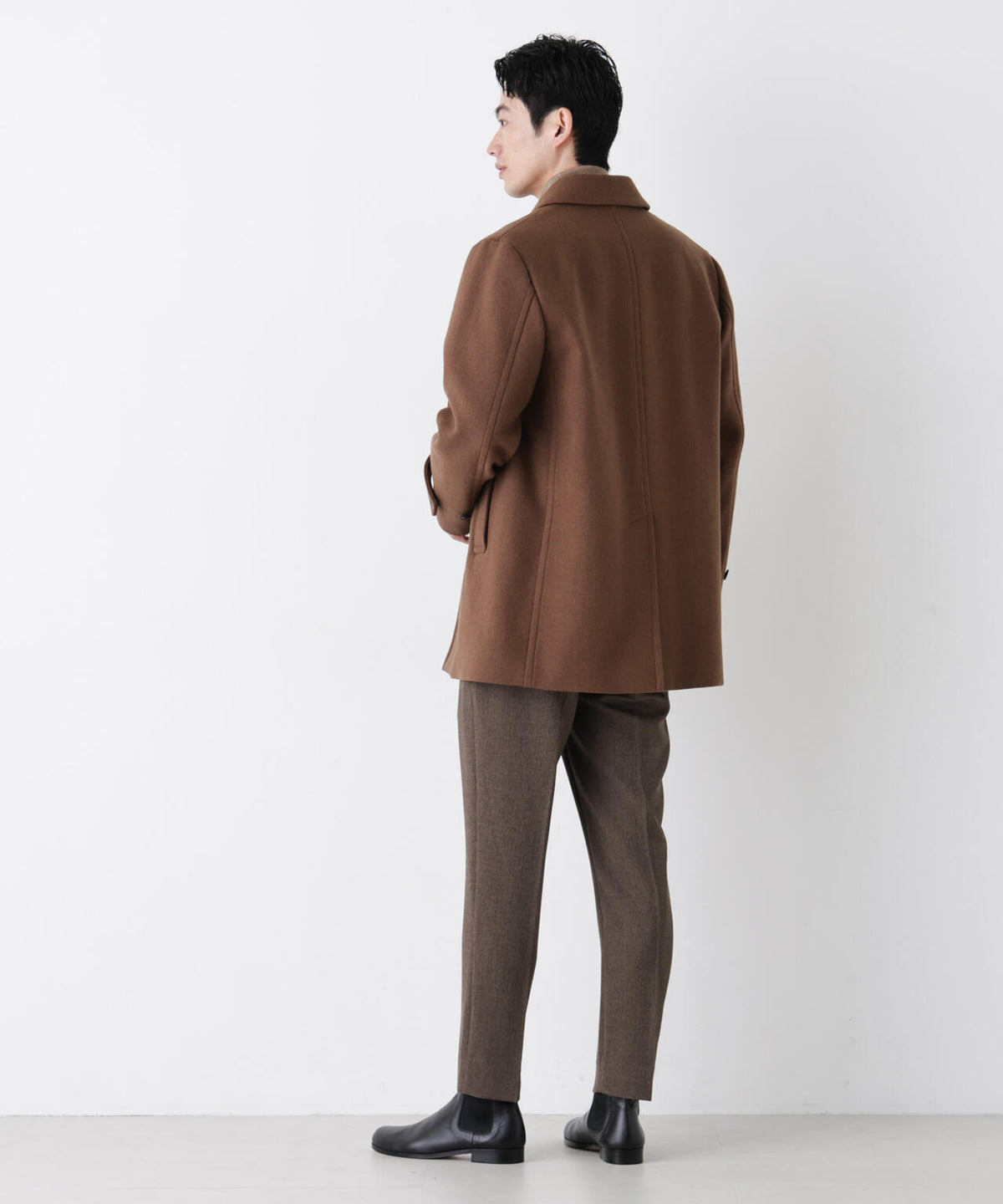 「NEW ON COAT」ウール/Nショートステンカラーコート 6686211205