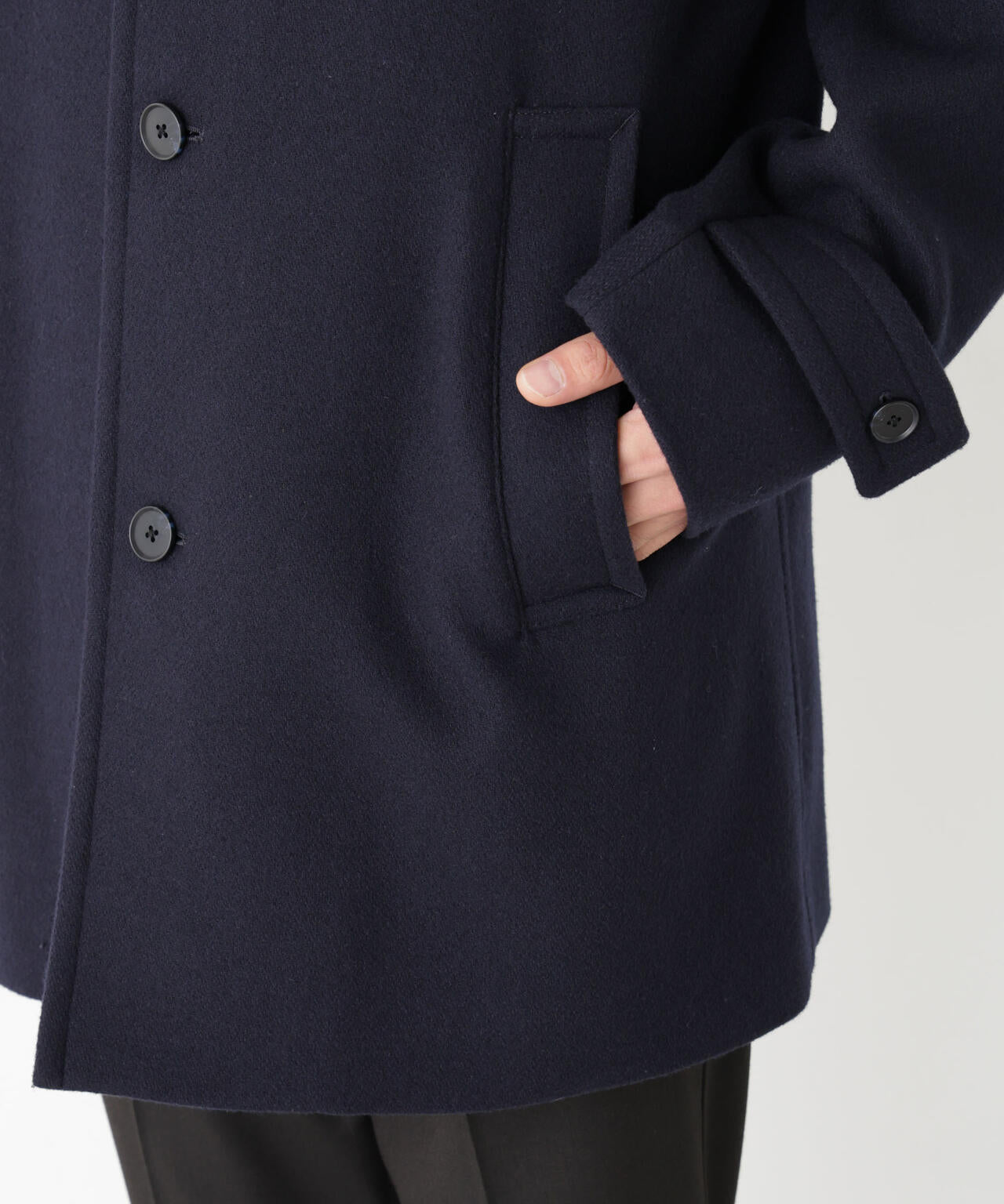 「NEW ON COAT」ウール/Nショートステンカラーコート 6686211205