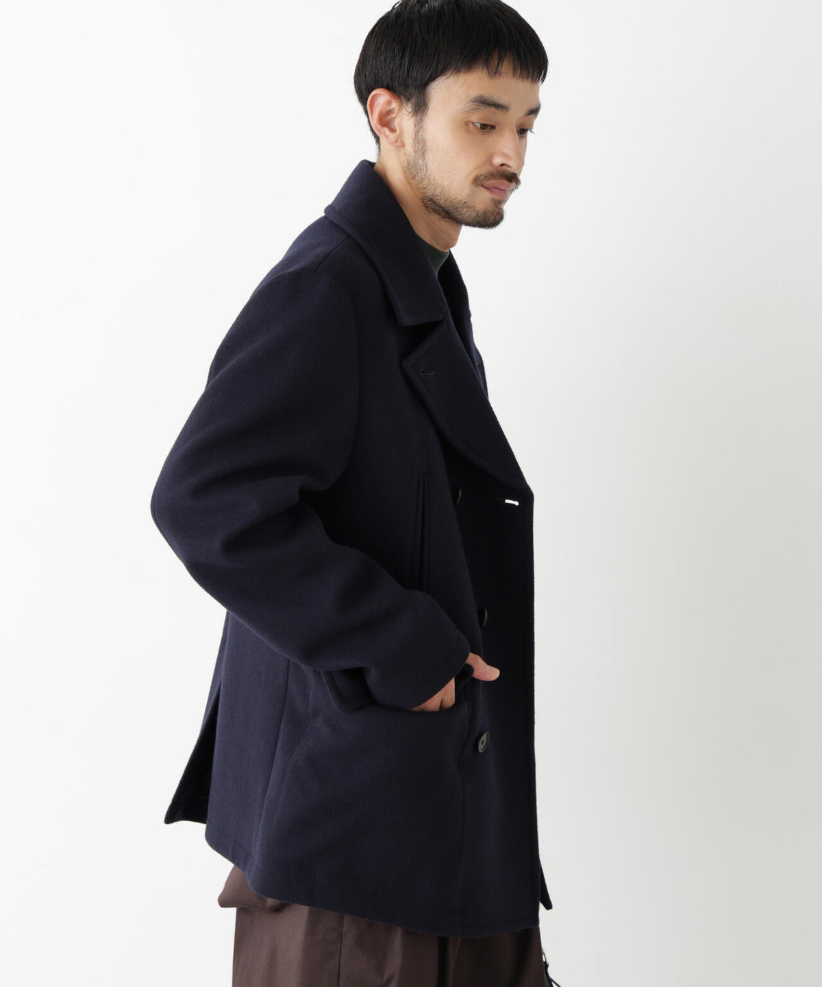 「NEW ON COAT」ウール/NショートPコート 6686211206