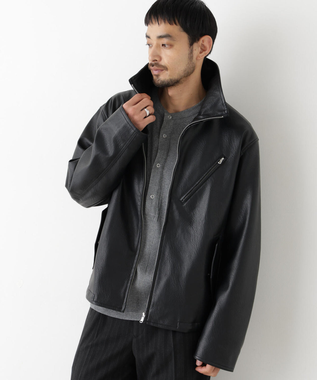 「SURPLUS」 フェイクレザーブルゾン 6686212208