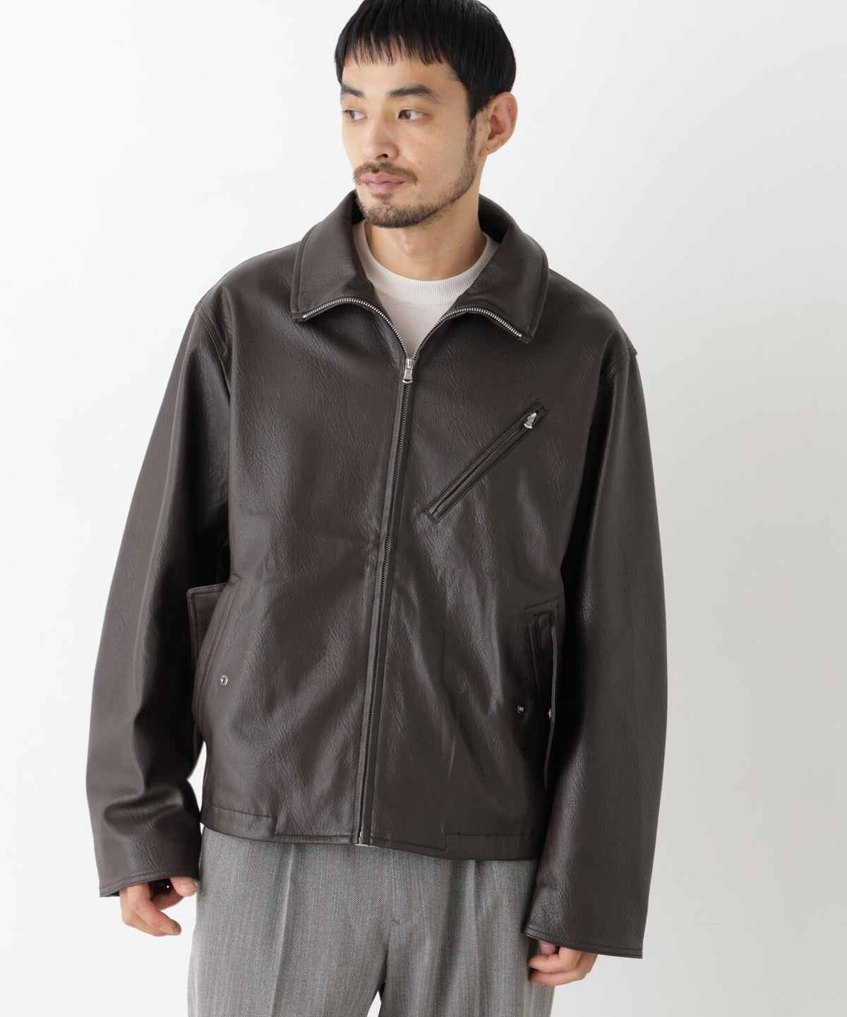 「SURPLUS」 フェイクレザーブルゾン 6686212208