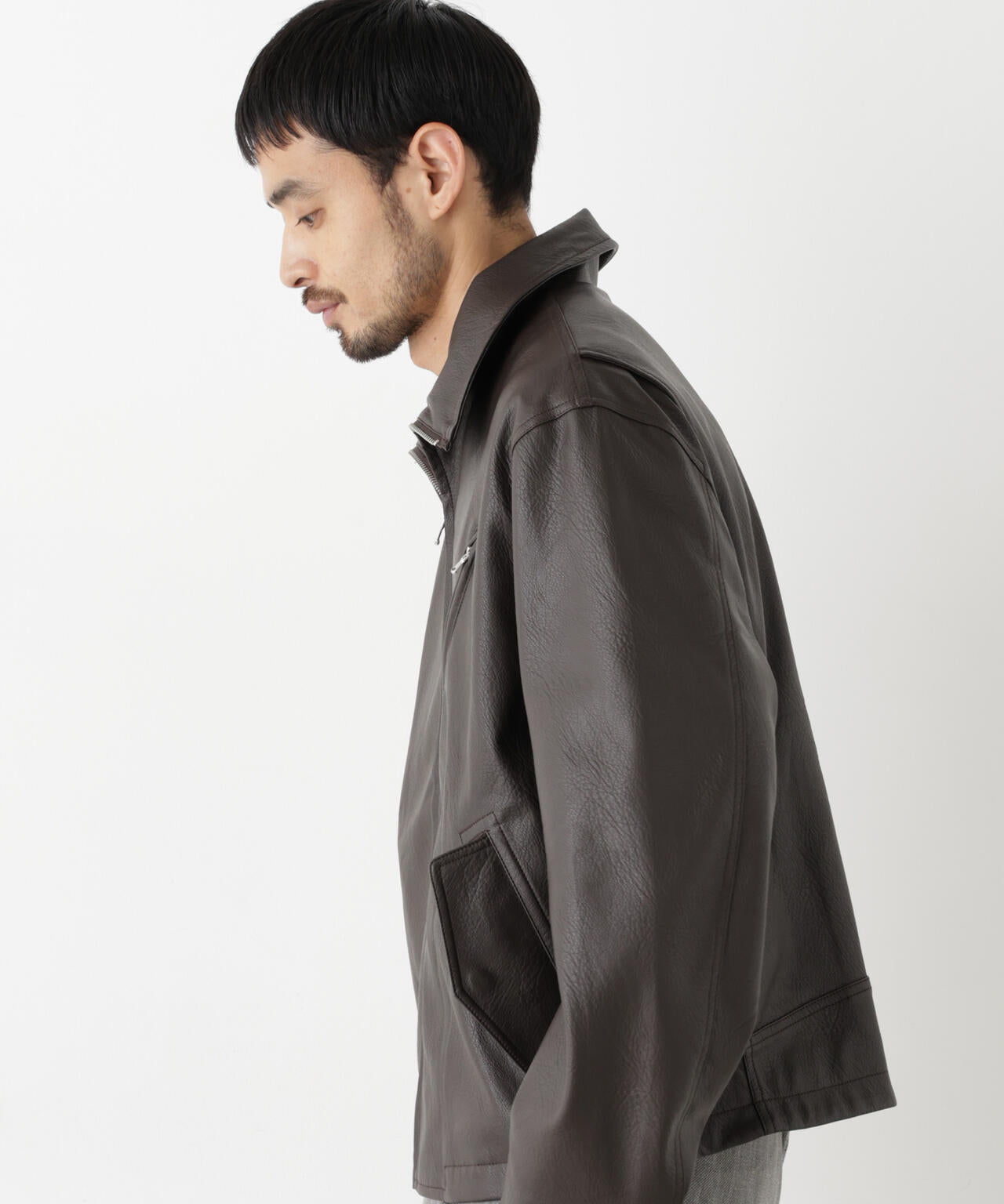 「SURPLUS」 フェイクレザーブルゾン 6686212208