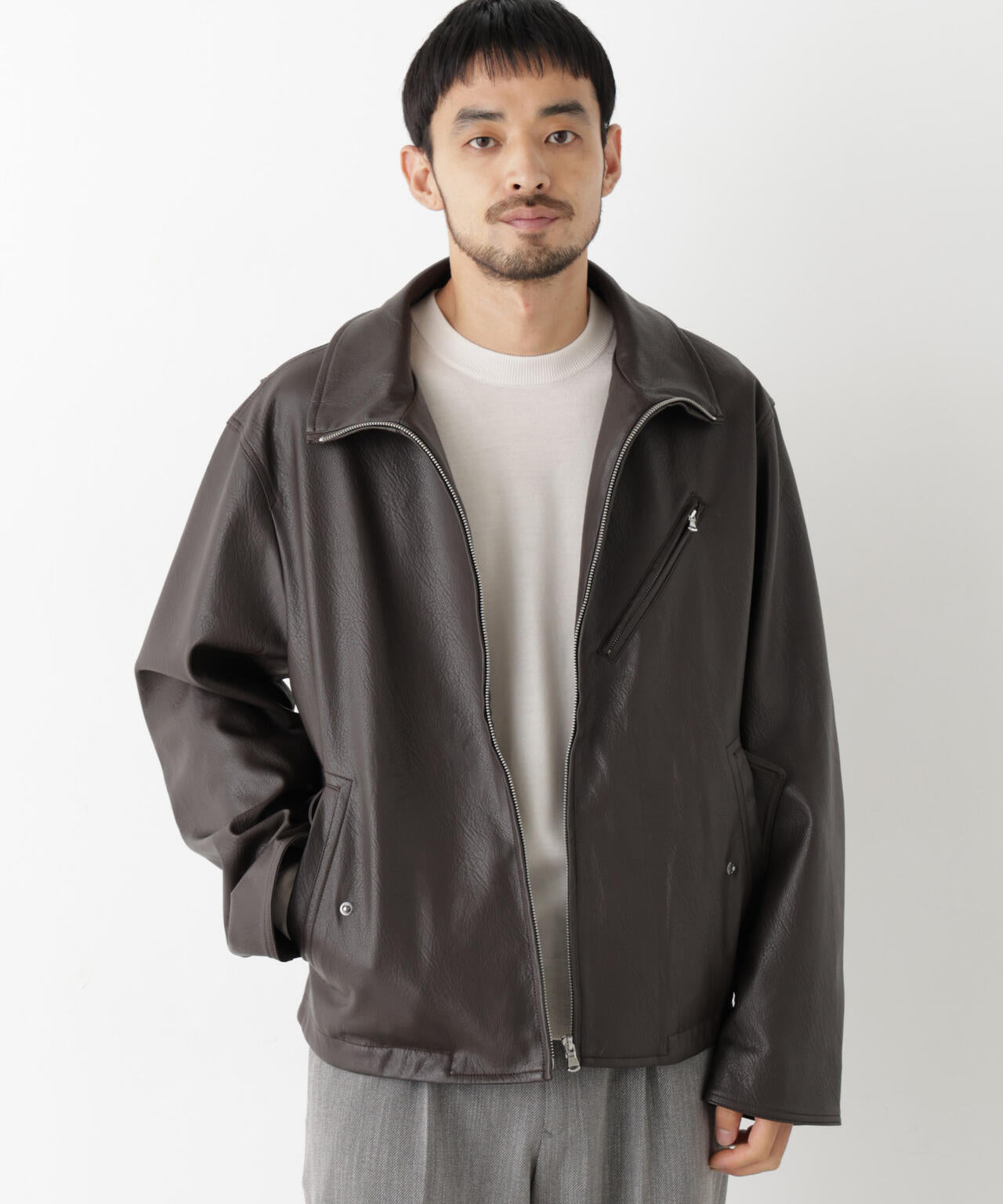 「SURPLUS」 フェイクレザーブルゾン 6686212208