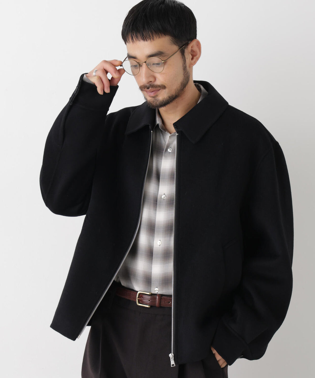 ｢ASSEMBLANC｣ カシミヤブレンドリバーZIPブルゾン 6686212214