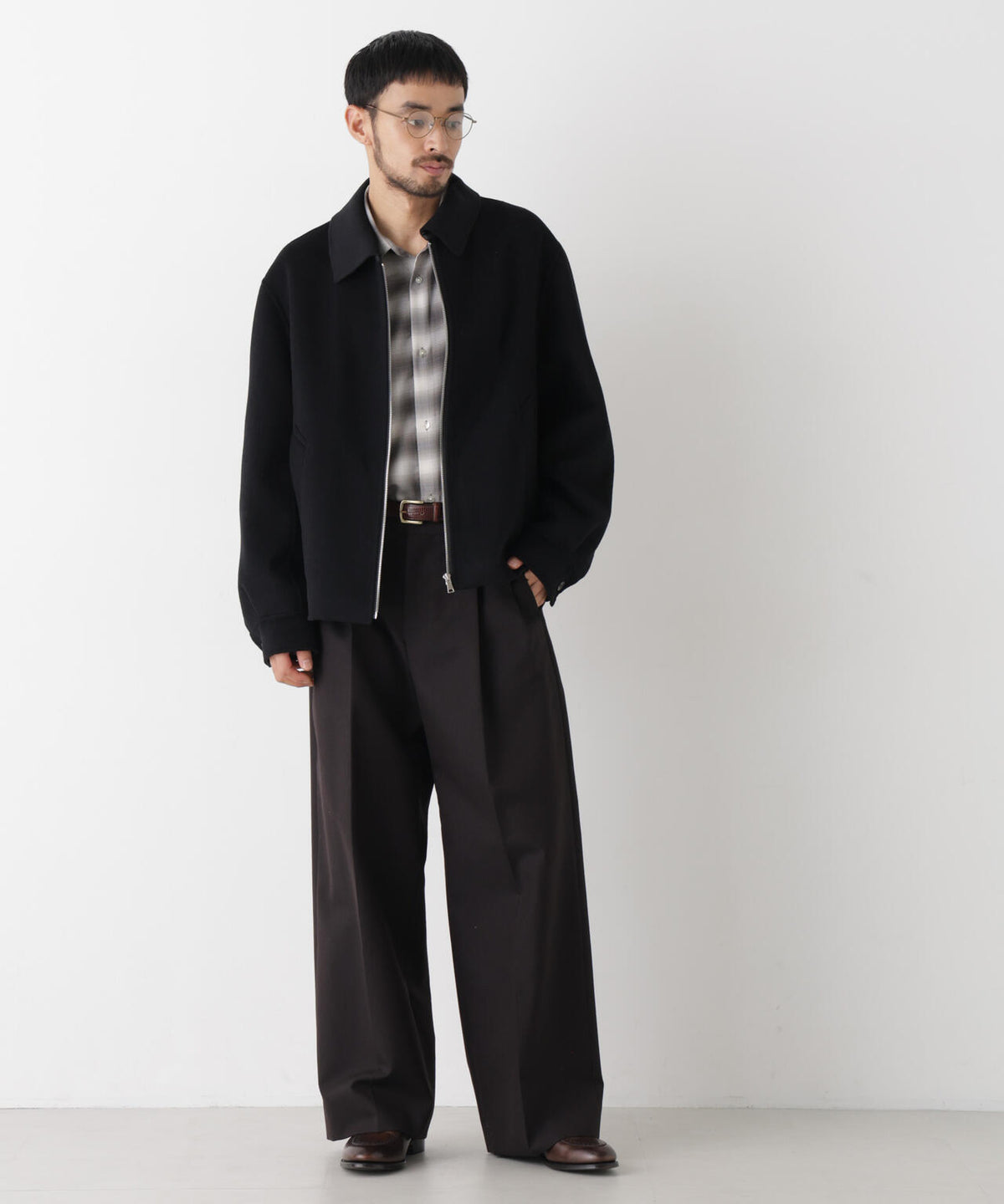 ｢ASSEMBLANC｣ カシミヤブレンドリバーZIPブルゾン 6686212214