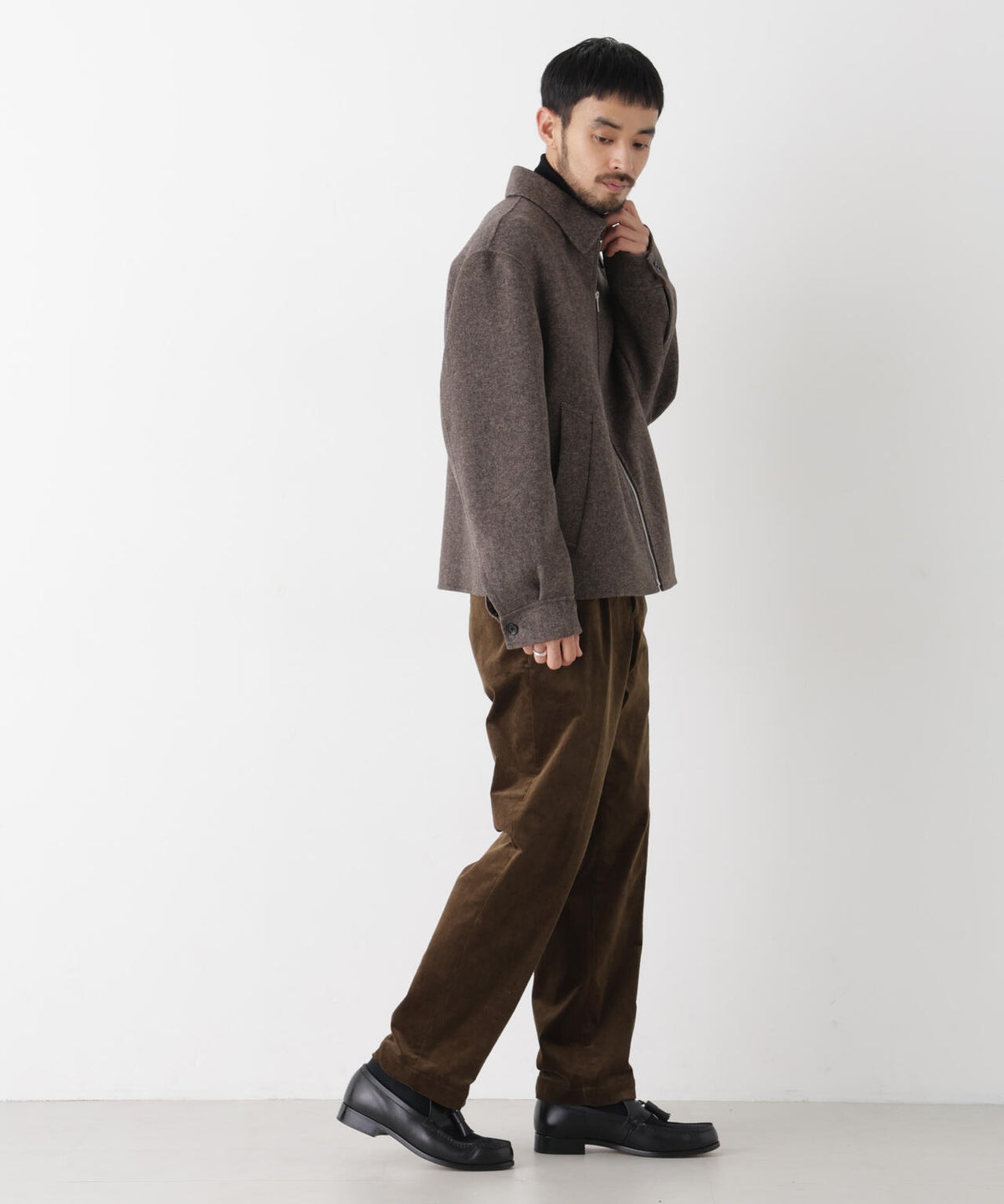 ｢ASSEMBLANC｣ カシミヤブレンドリバーZIPブルゾン 6686212214