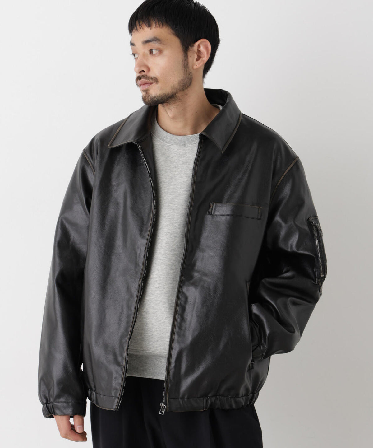 「SURPLUS」フェイクレザーフライトジャケット 6686212218