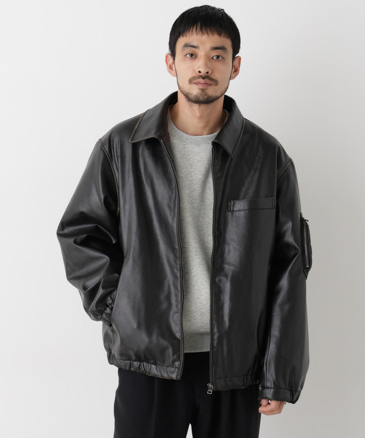 「SURPLUS」フェイクレザーフライトジャケット 6686212218