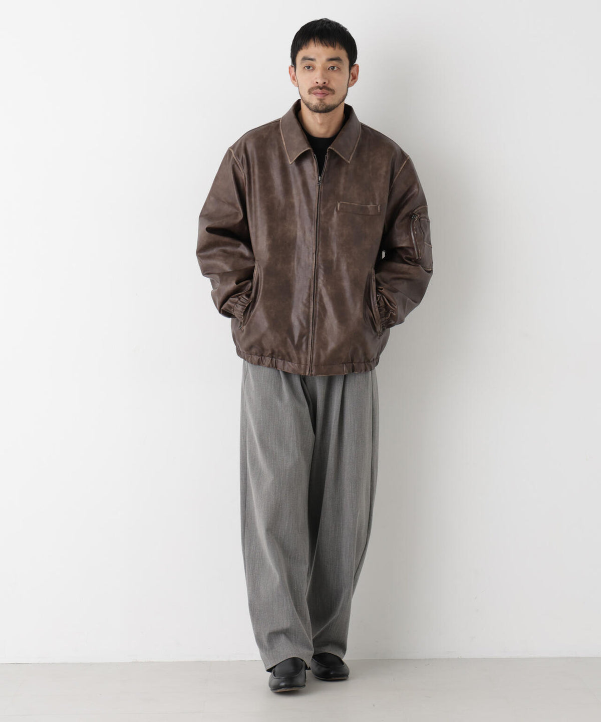 「SURPLUS」フェイクレザーフライトジャケット 6686212218