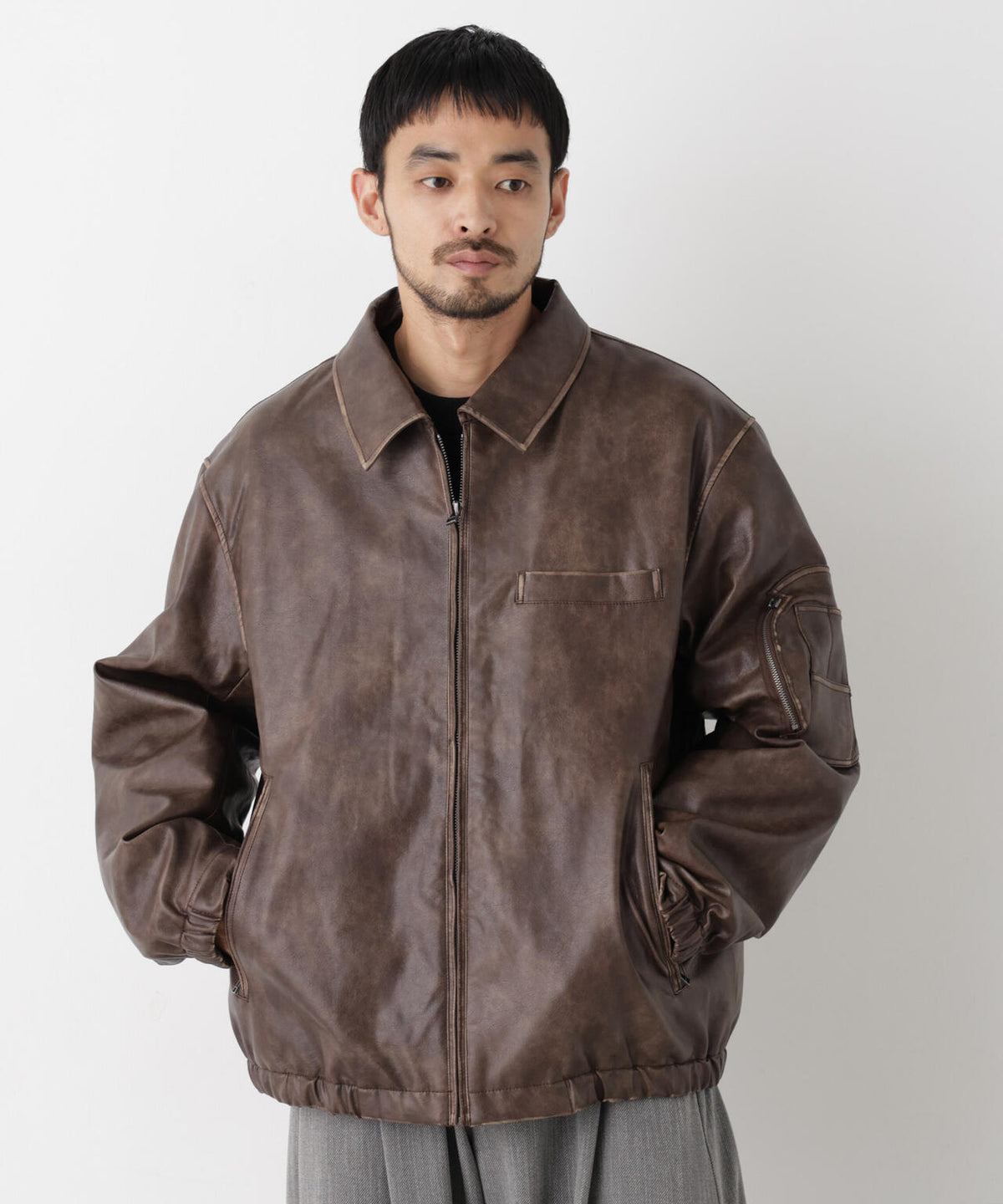 「SURPLUS」フェイクレザーフライトジャケット 6686212218