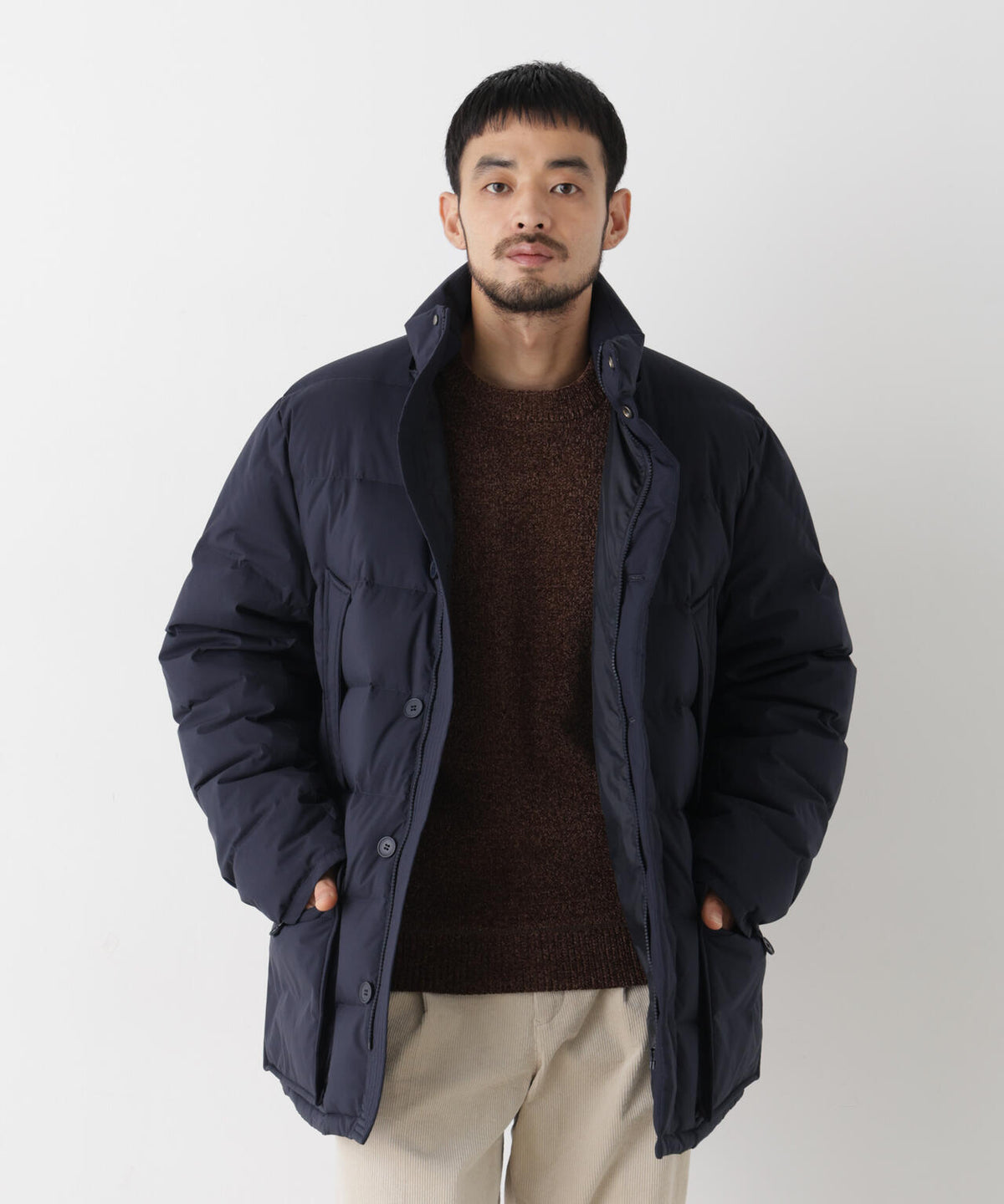ALLIED FEATHER＋DOWN ステッチミドルダウン フード脱着/撥水 6686214202