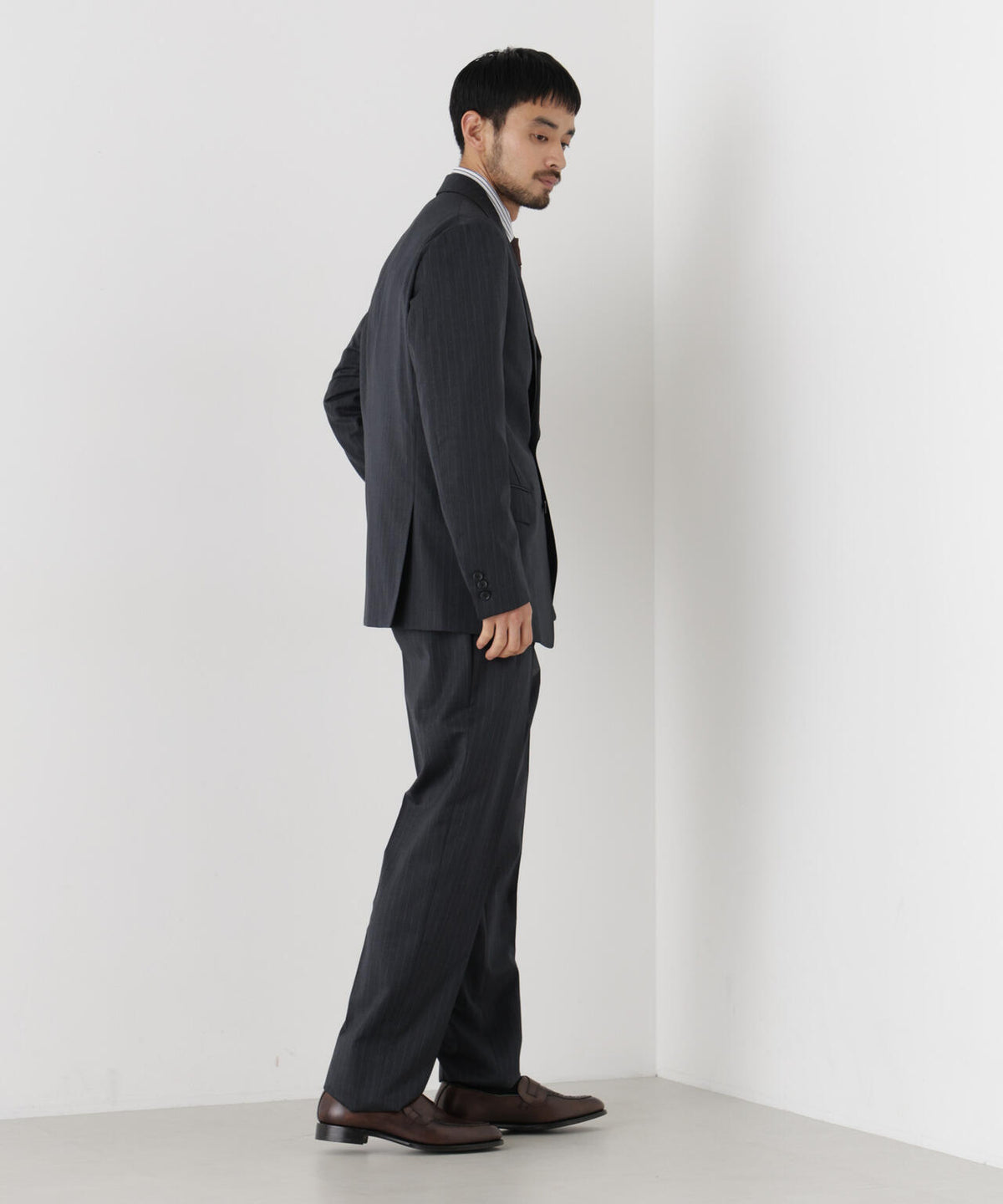 【形態安定】「DamerinoFormal」ウールPペンシルストライプJK/WASHABLE(セットアップ可) 6686217201
