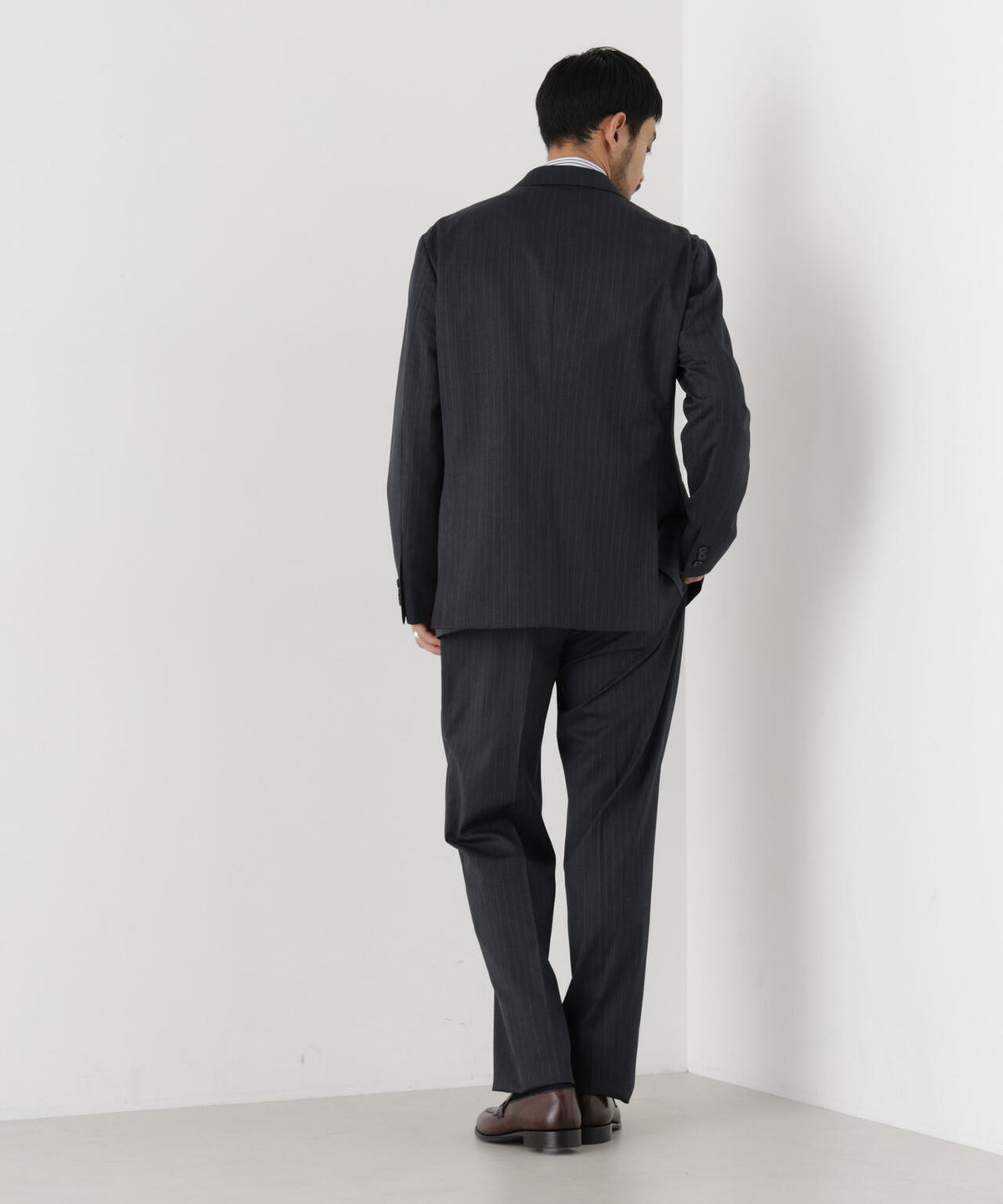 【形態安定】「DamerinoFormal」ウールPペンシルストライプJK/WASHABLE(セットアップ可) 6686217201