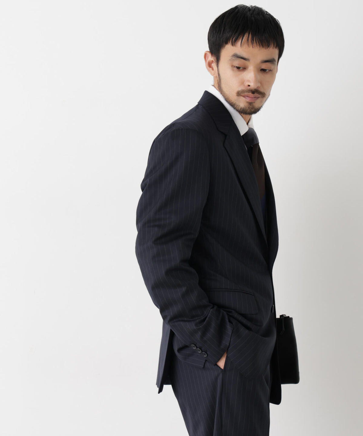 【形態安定】「DamerinoFormal」ウールPペンシルストライプJK/WASHABLE(セットアップ可) 6686217201