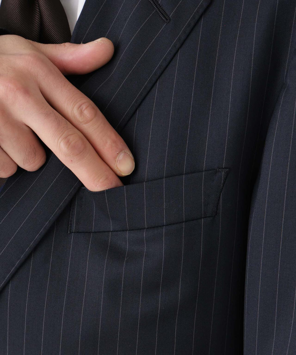 【形態安定】「DamerinoFormal」ウールPペンシルストライプJK/WASHABLE(セットアップ可) 6686217201