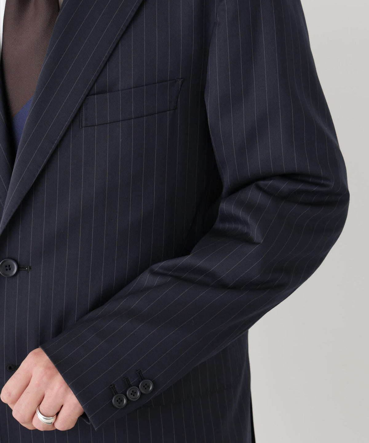 【形態安定】「DamerinoFormal」ウールPペンシルストライプJK/WASHABLE(セットアップ可) 6686217201