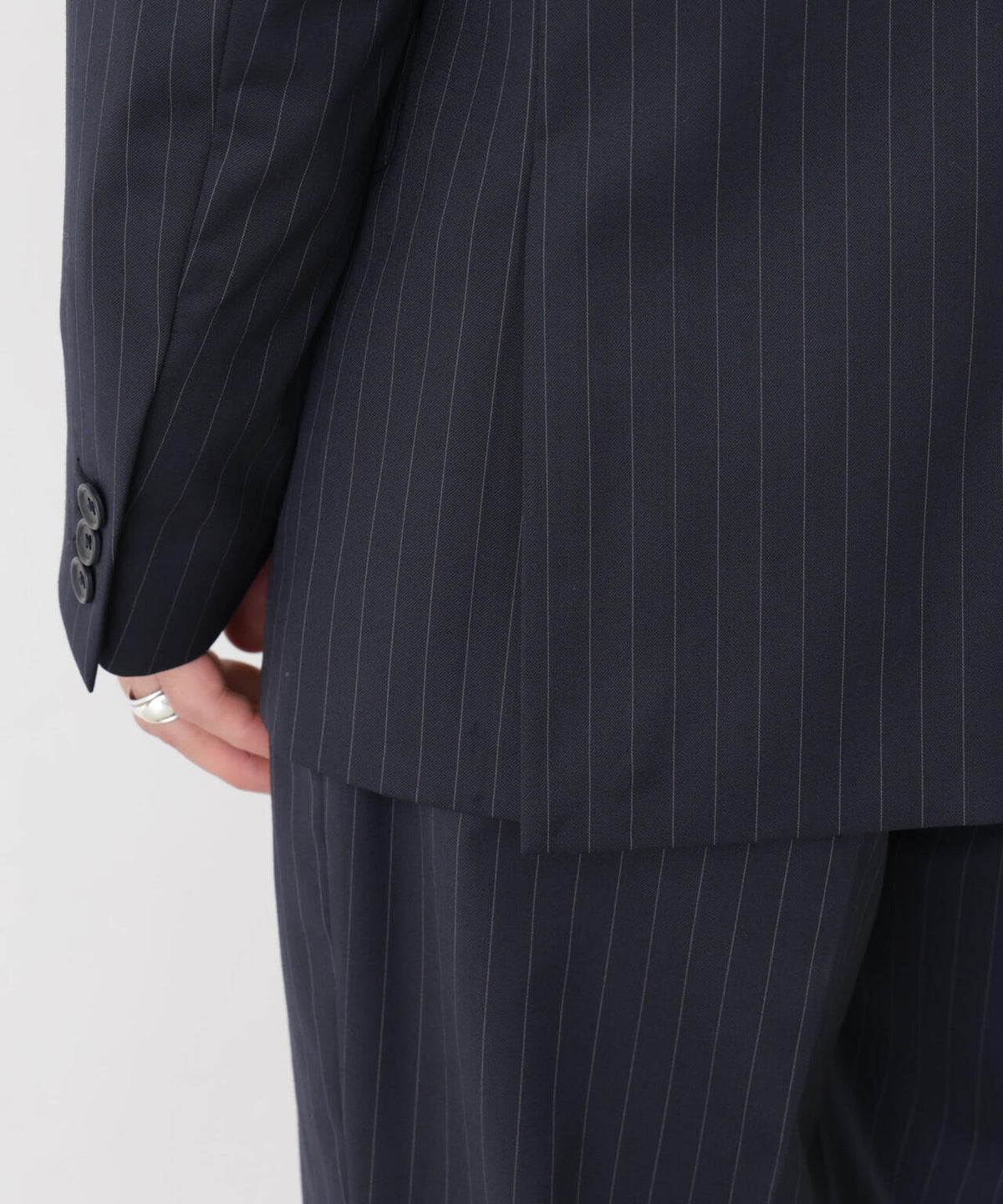 【形態安定】「DamerinoFormal」ウールPペンシルストライプJK/WASHABLE(セットアップ可) 6686217201