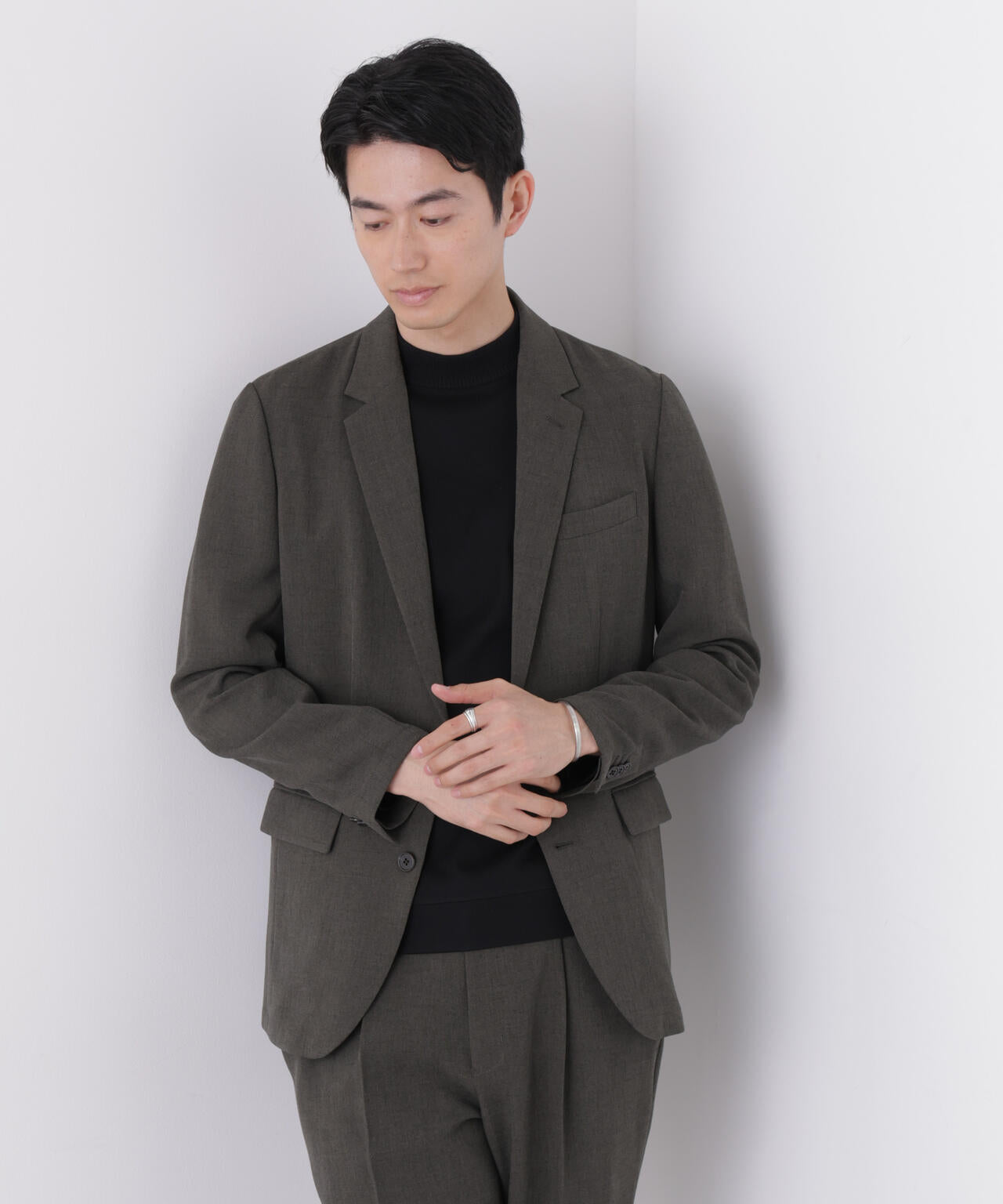 【大人気セットアップ】「Damerino」メランジエアシャークストレッチセットアップ/WASHABLE 6686218204