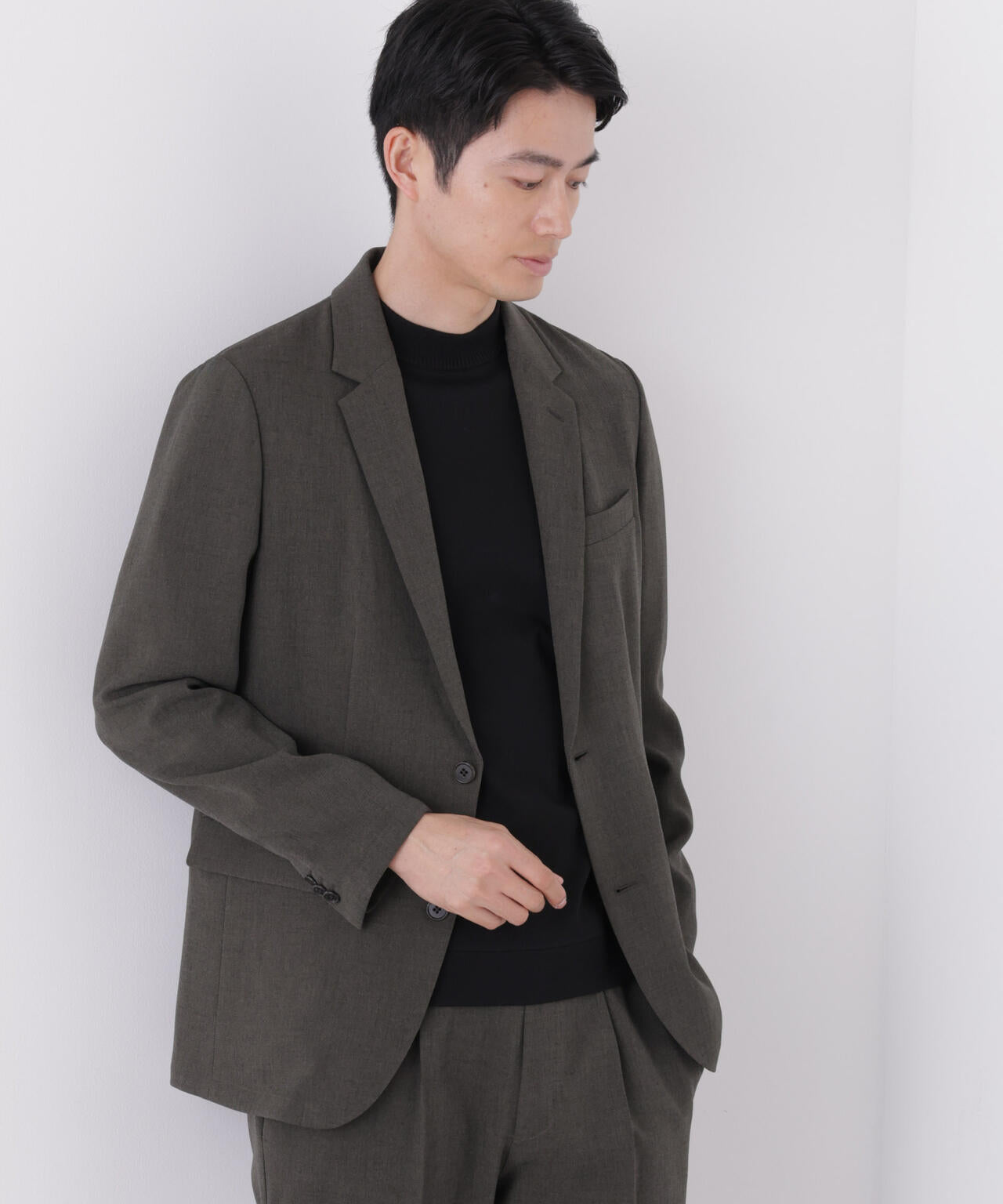 【大人気セットアップ】「Damerino」メランジエアシャークストレッチセットアップ/WASHABLE 6686218204