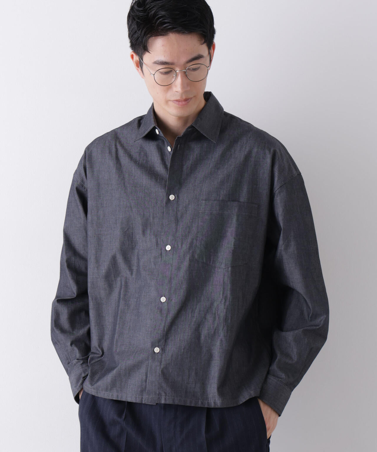 ｢James Fabric｣ ボクシークロップドシャツブルゾン 6686220210