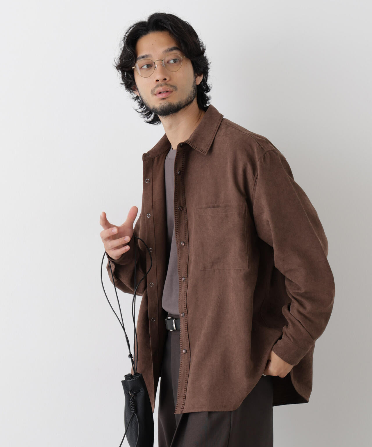 エンブロイダリーフェイクスウェードシャツ 6686220213
