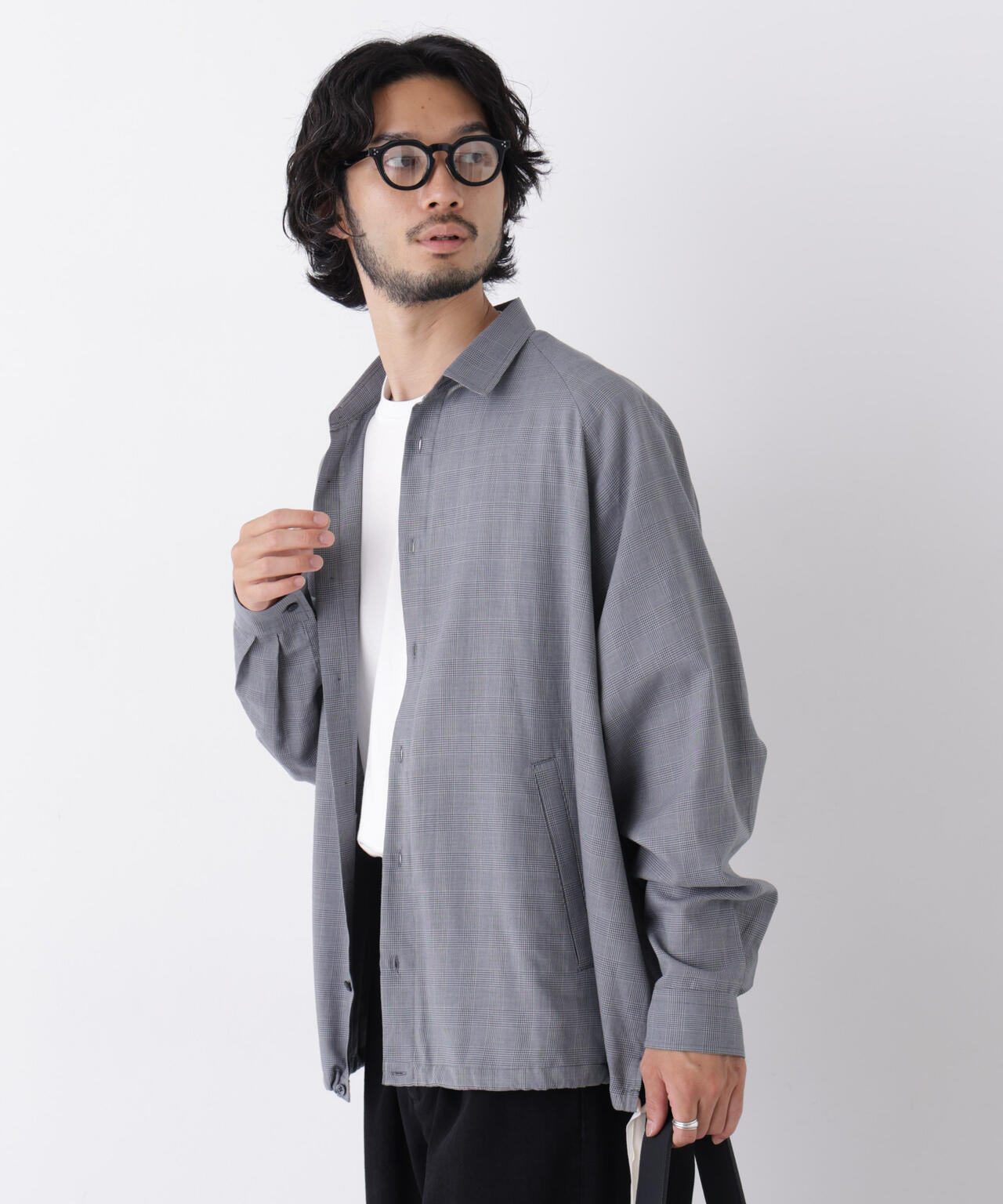 「OtoNANO」2WAYコーチシャツ コットンウールボイル/チェック 6686220227