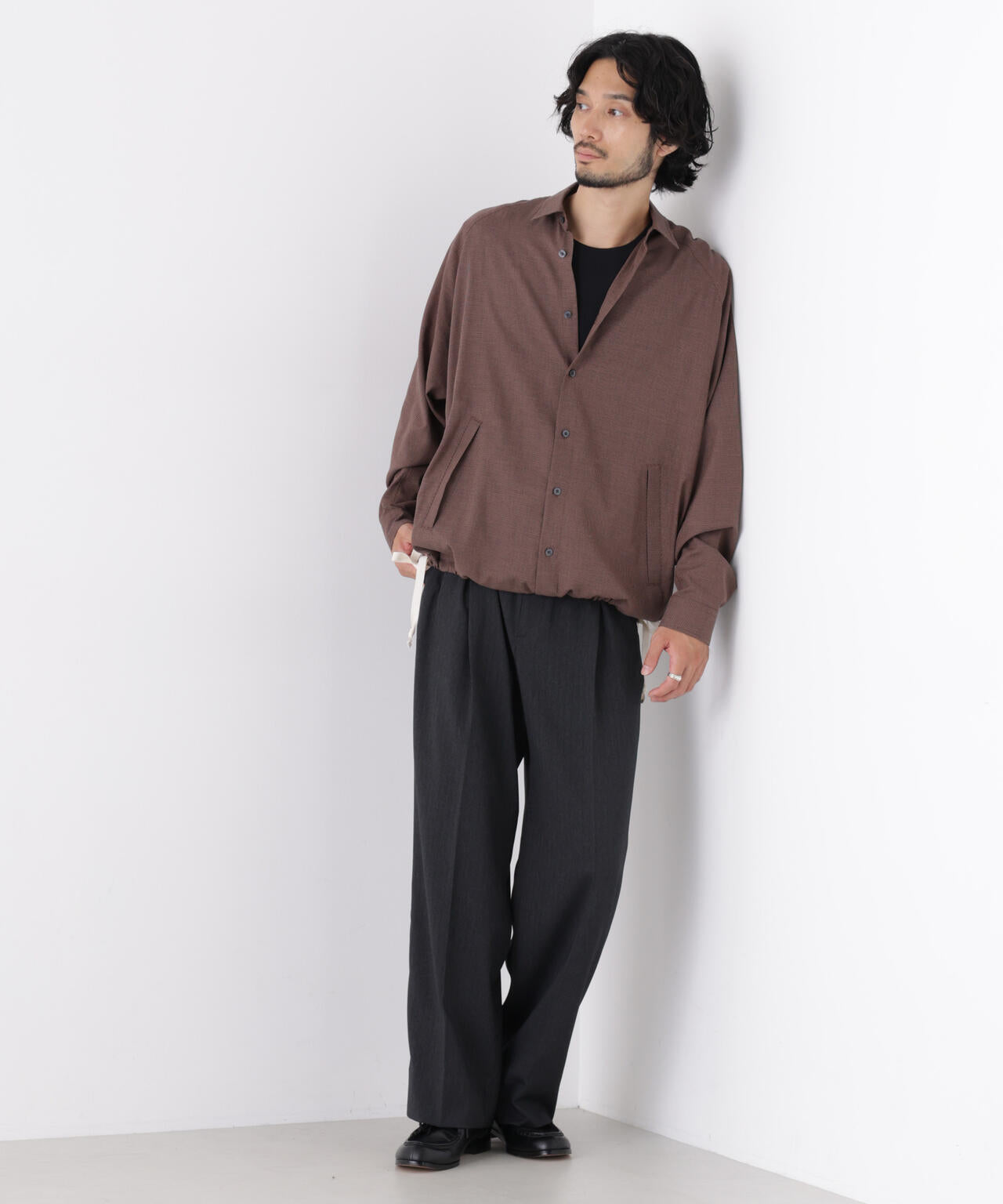「OtoNANO」2WAYコーチシャツ コットンウールボイル/チェック 6686220227