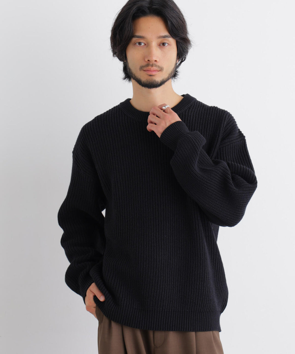 コットンMIXバルキークルーネックニット 6686222218