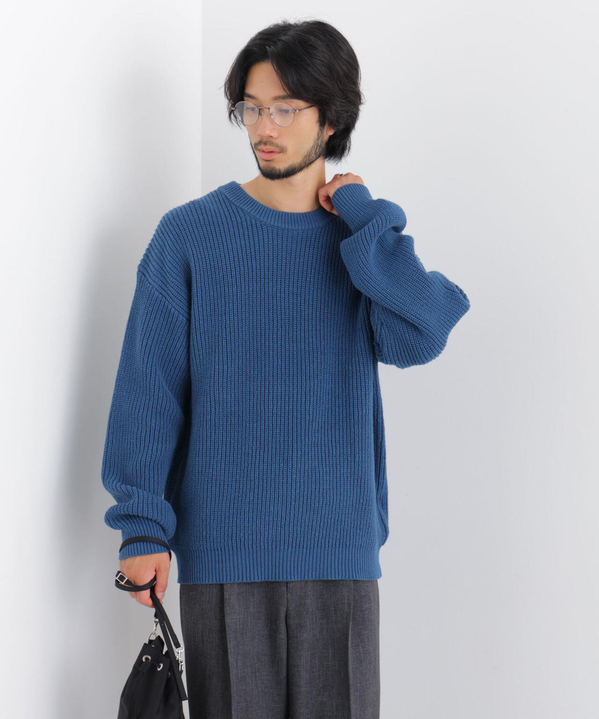 コットンMIXバルキークルーネックニット 6686222218
