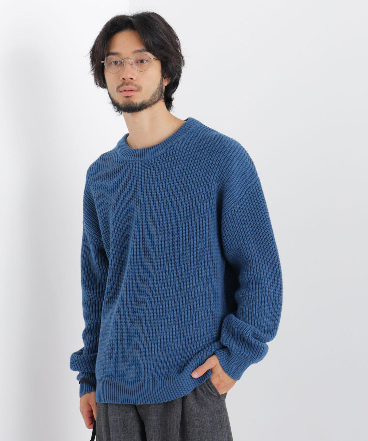 コットンMIXバルキークルーネックニット 6686222218